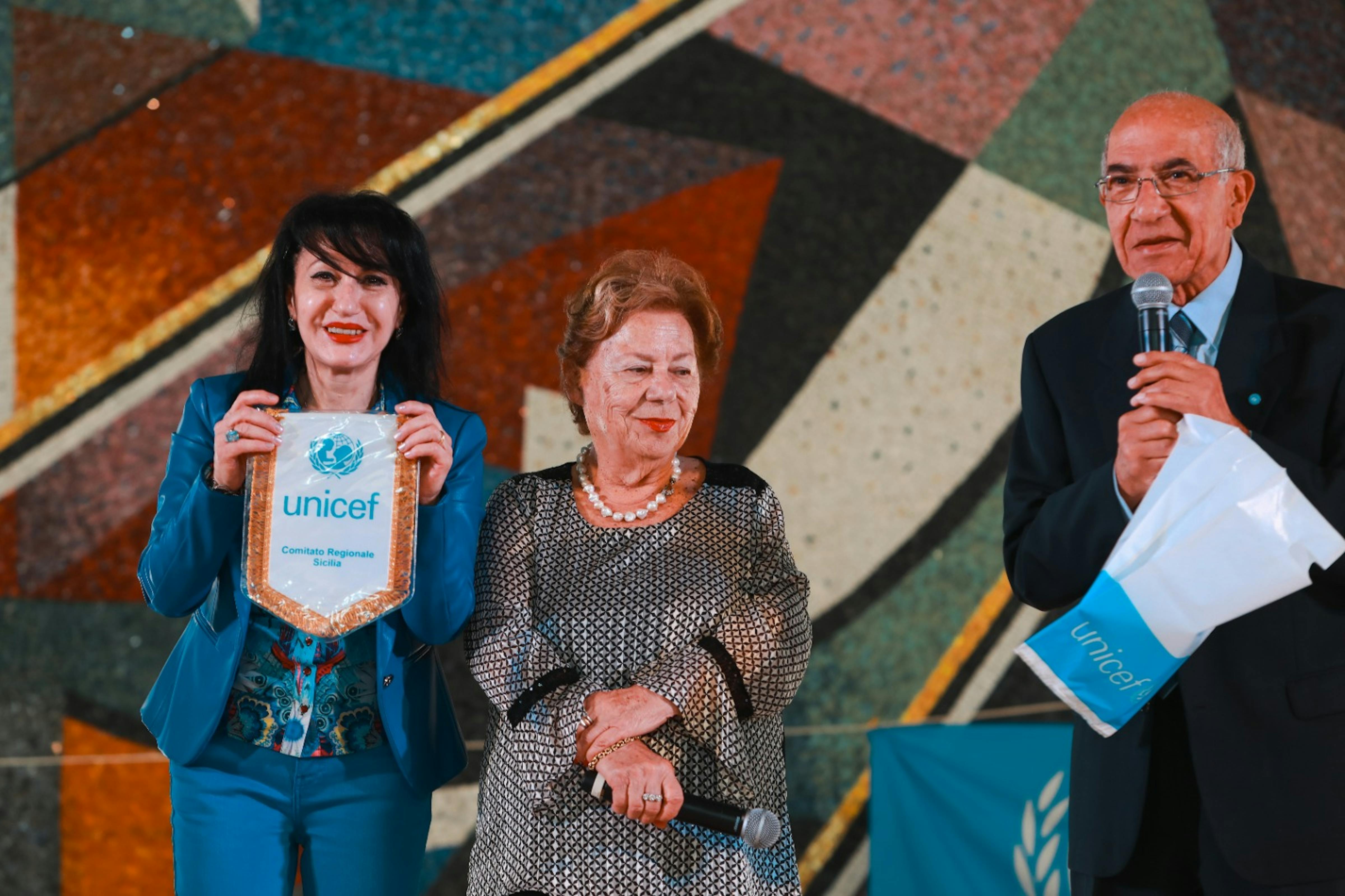 la Presidente provinciale Unicef Trapani Domenica Gaglio, la presidente nazionale Carmela Pace e il presidente regionale Sicilia Vincenzo Lorefice