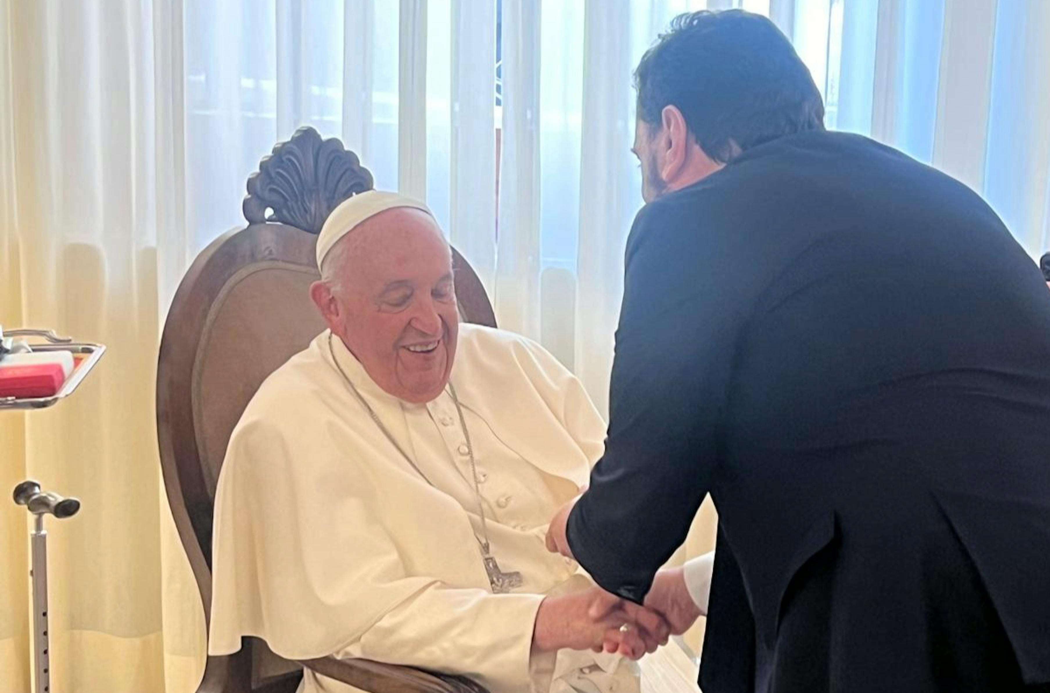 Papa Francesco e il Portavoce dell'UNICEF Italia, Andrea Iacomini