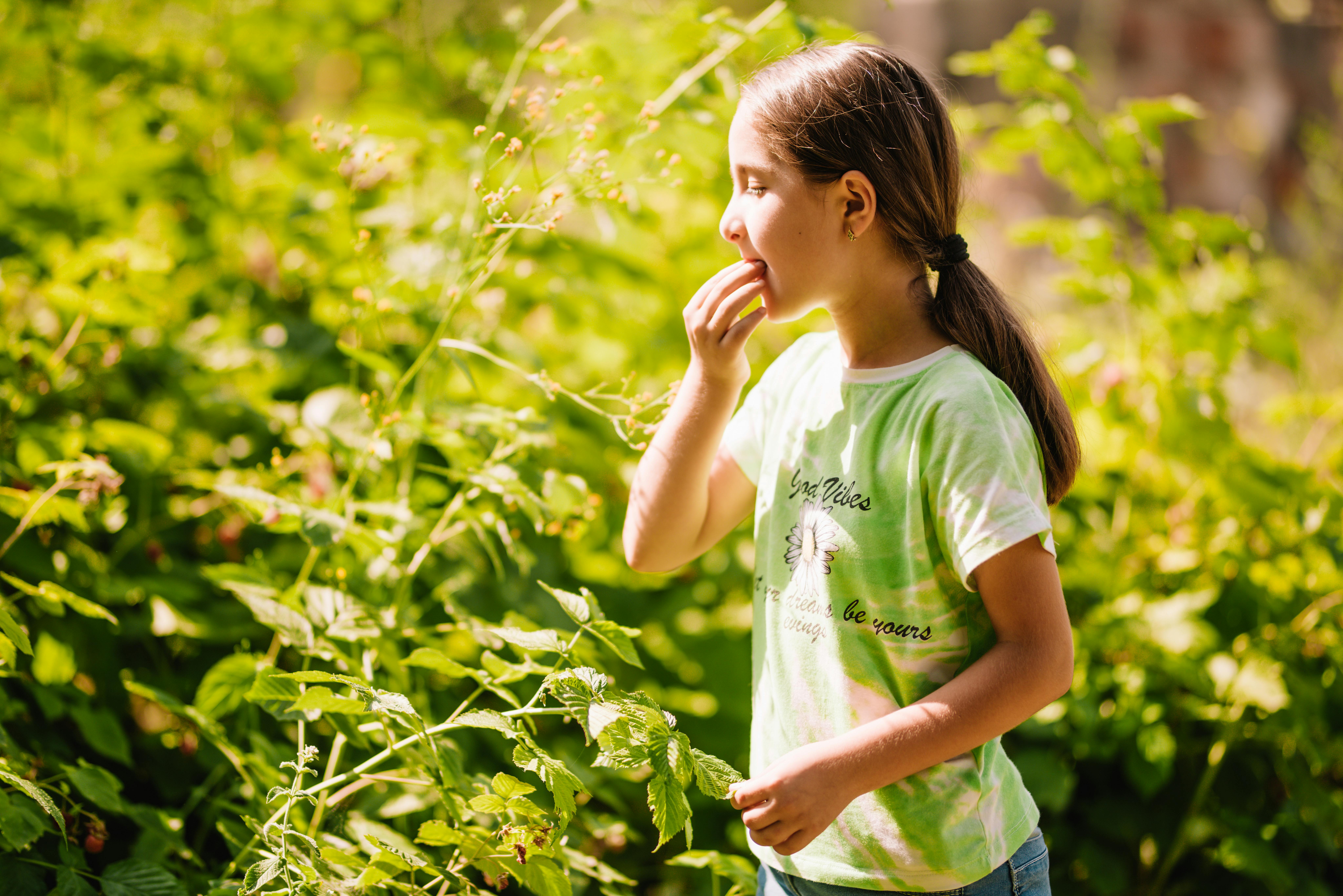 Narine cura le piante del suo giardino dopo aver partecipato al progetto Healthy Buddy organizzato da UNICEF Armenia e Family Academy in una delle scuole di Achajur.