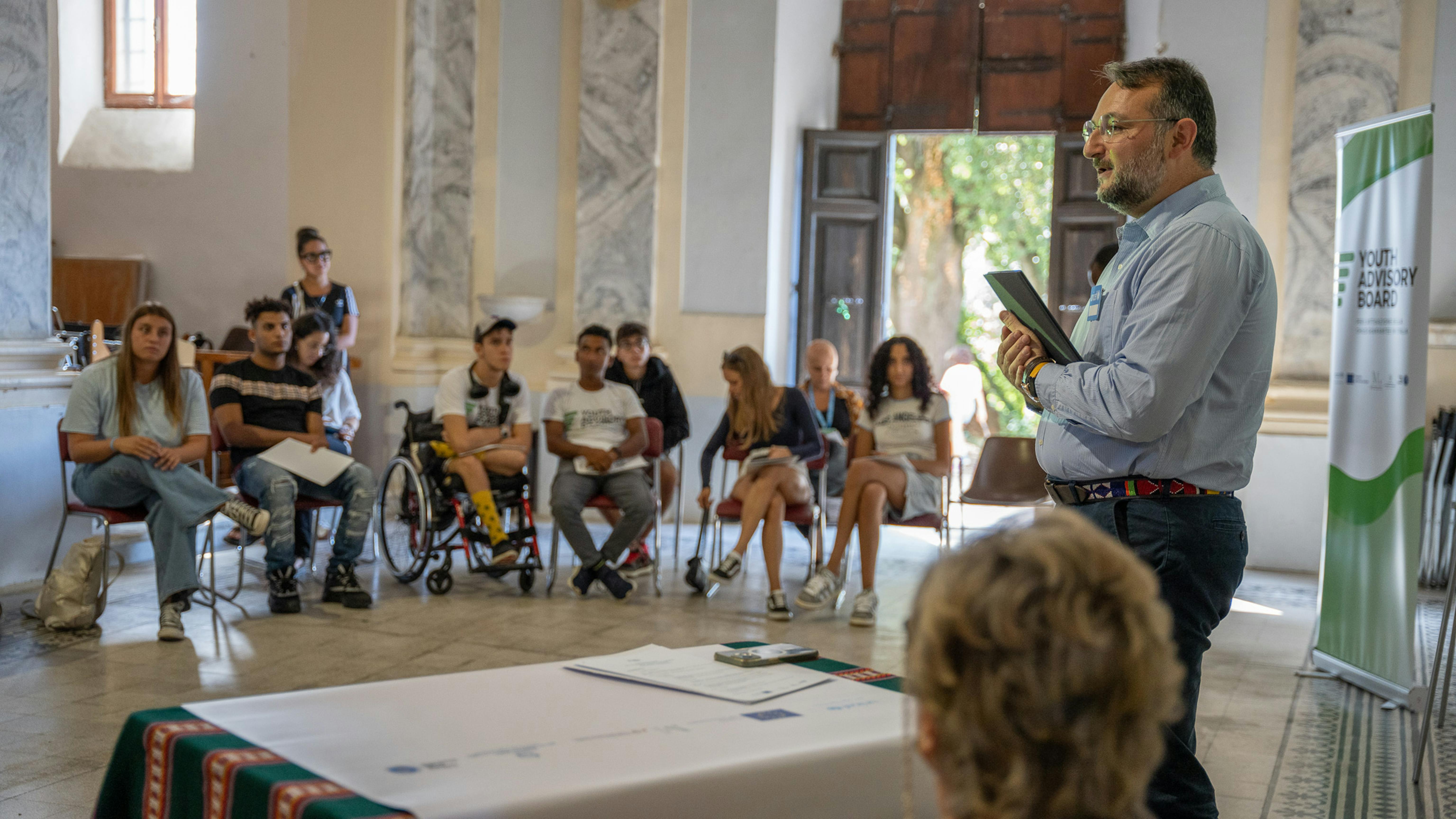 Nicola dell’Arciprete, Coordinatore della Risposta in Italia dell’Ufficio UNICEF per l’Europa e l’Asia Centrale in un momento di confronto