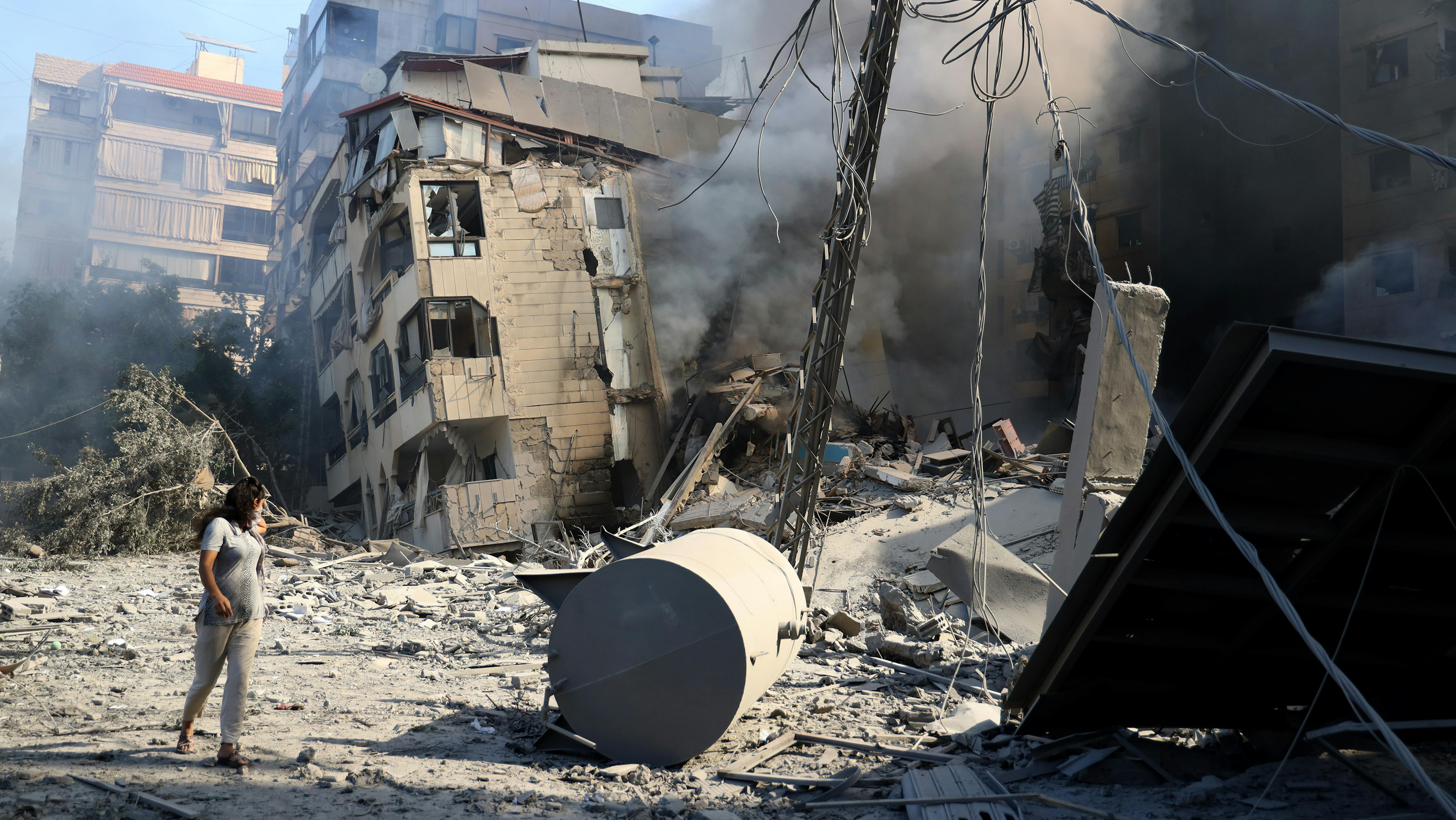 Periferia meridionale di Beirut dopo gli attacchi aerei dei primi 3 giorni di ottobre 2024.