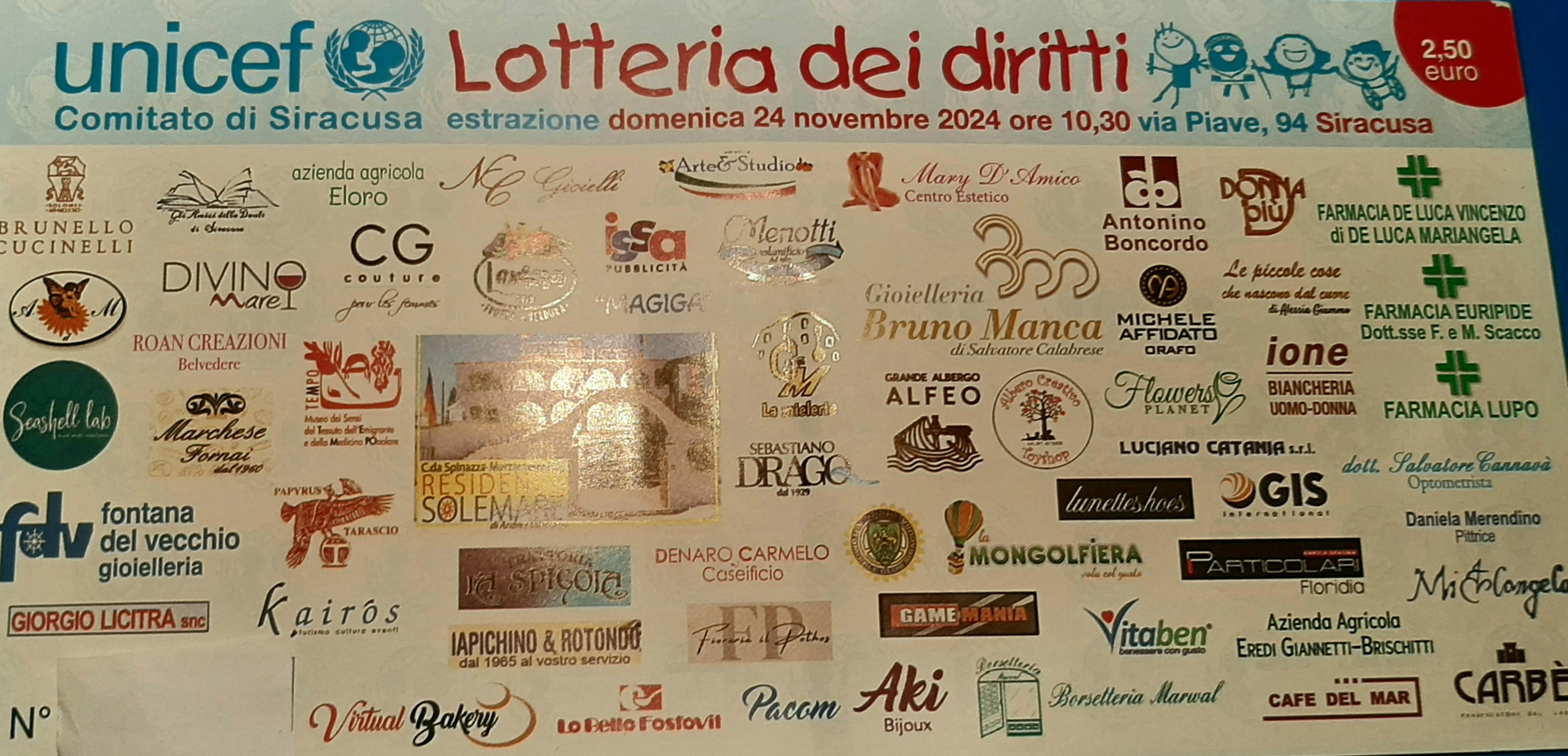 Il biglietto della Lotteria dei Diritti, Siracusa 2024