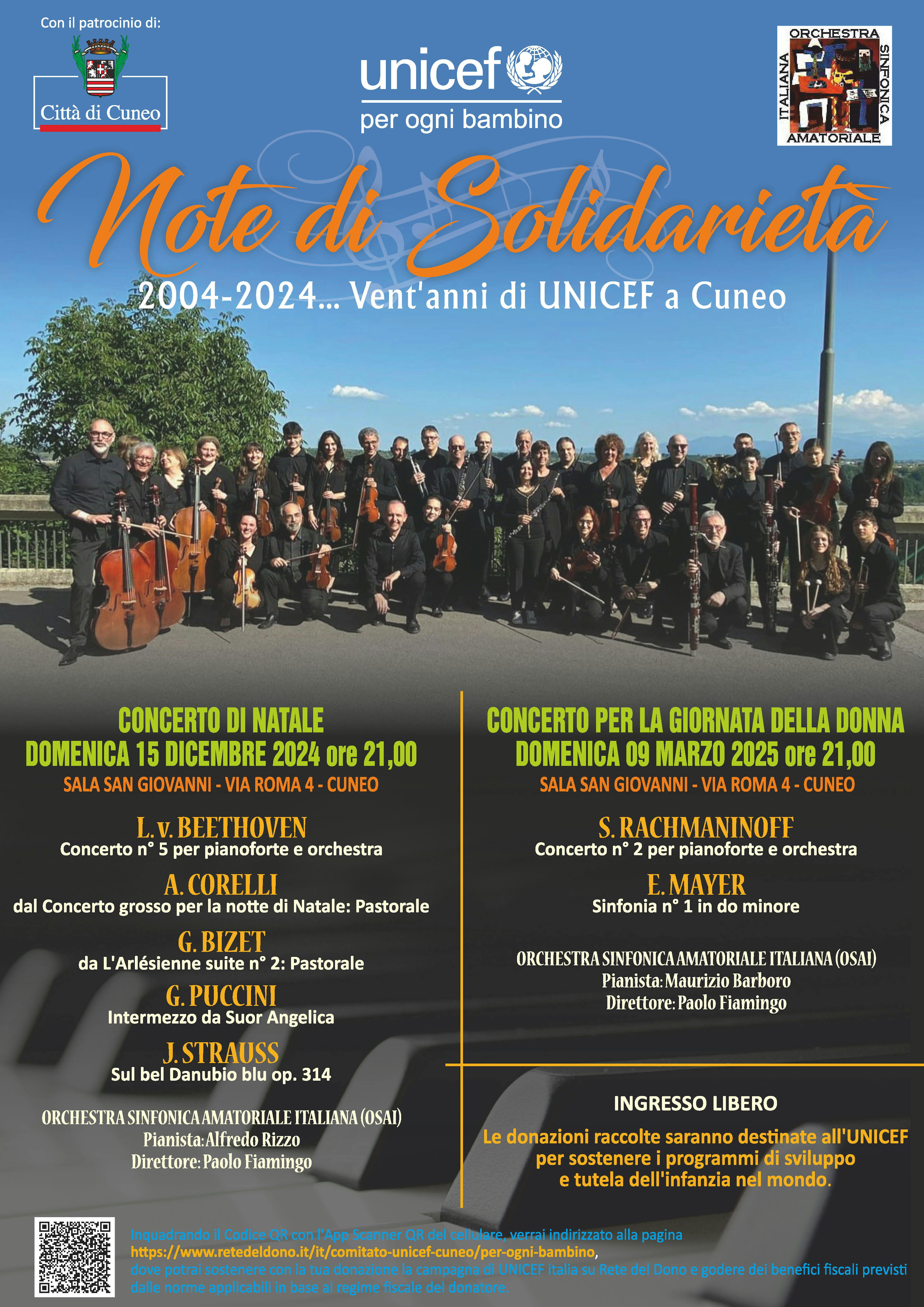 CN-Locandina dei Concerti Note di Solidarietà con OSAI 2024/2025
