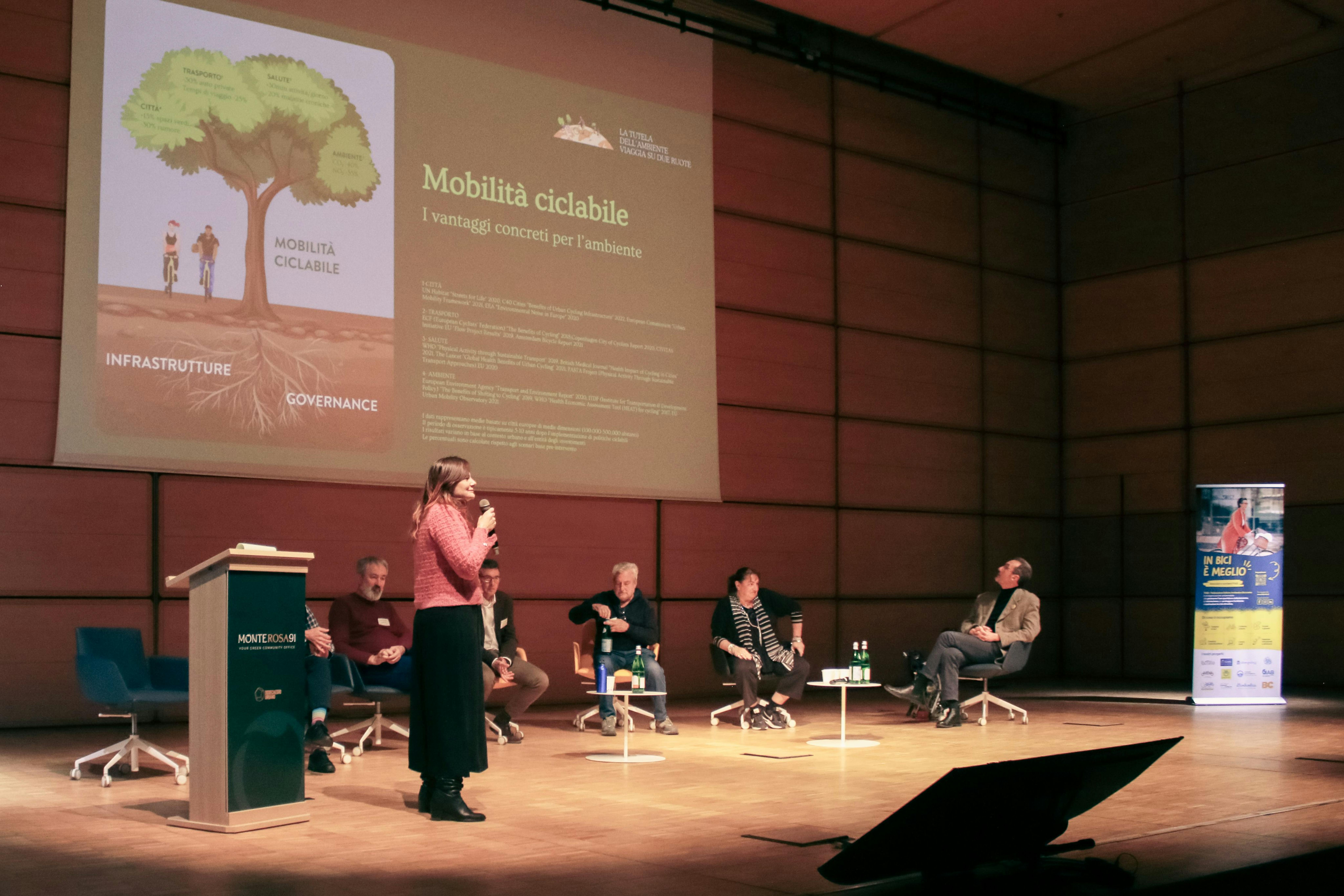 Un momento del convegno organizzato a Milano da FIAB-Federazione Italiana Ambiente e Bicicletta.