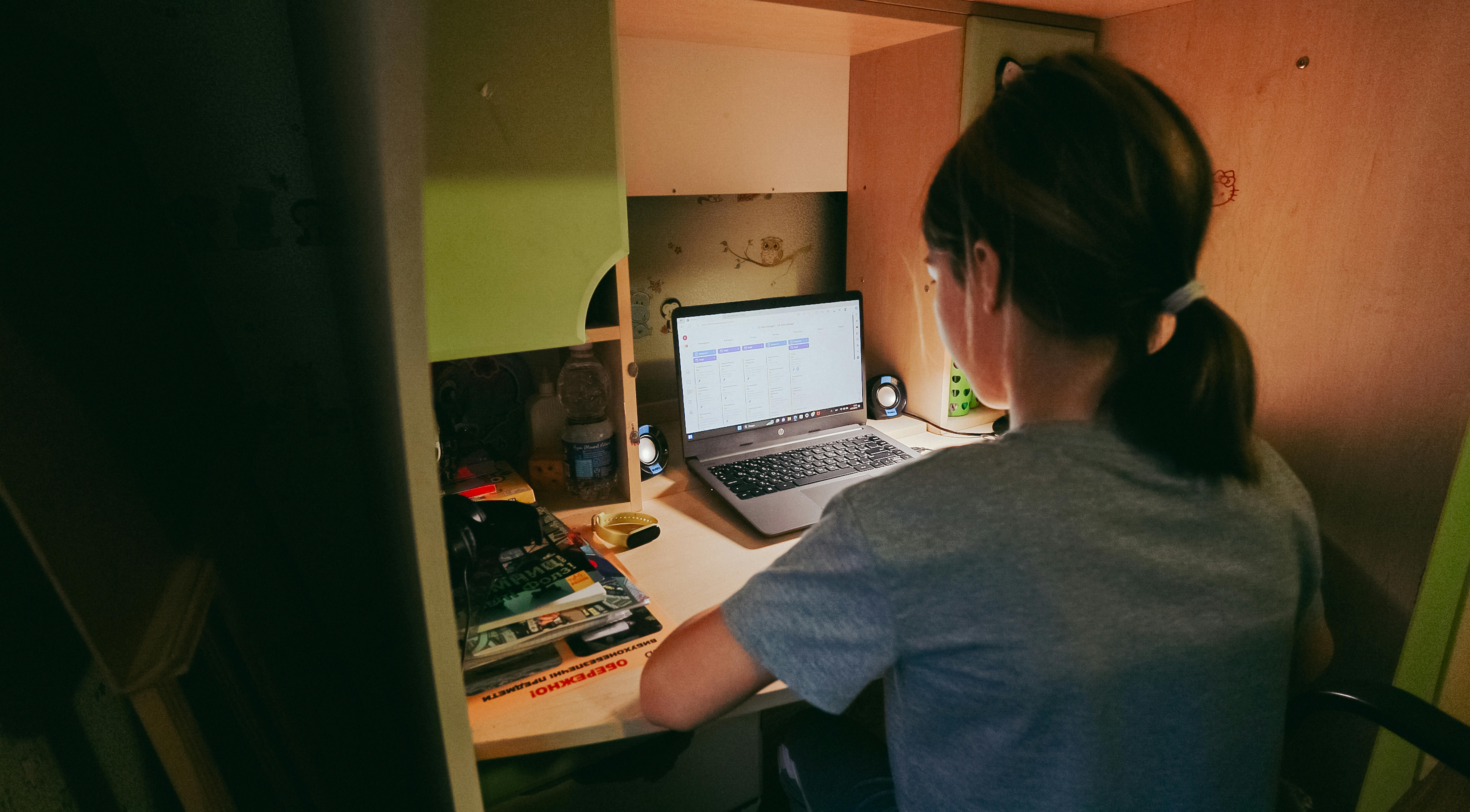 Ragazza guarda il pc - notizia su sharenting