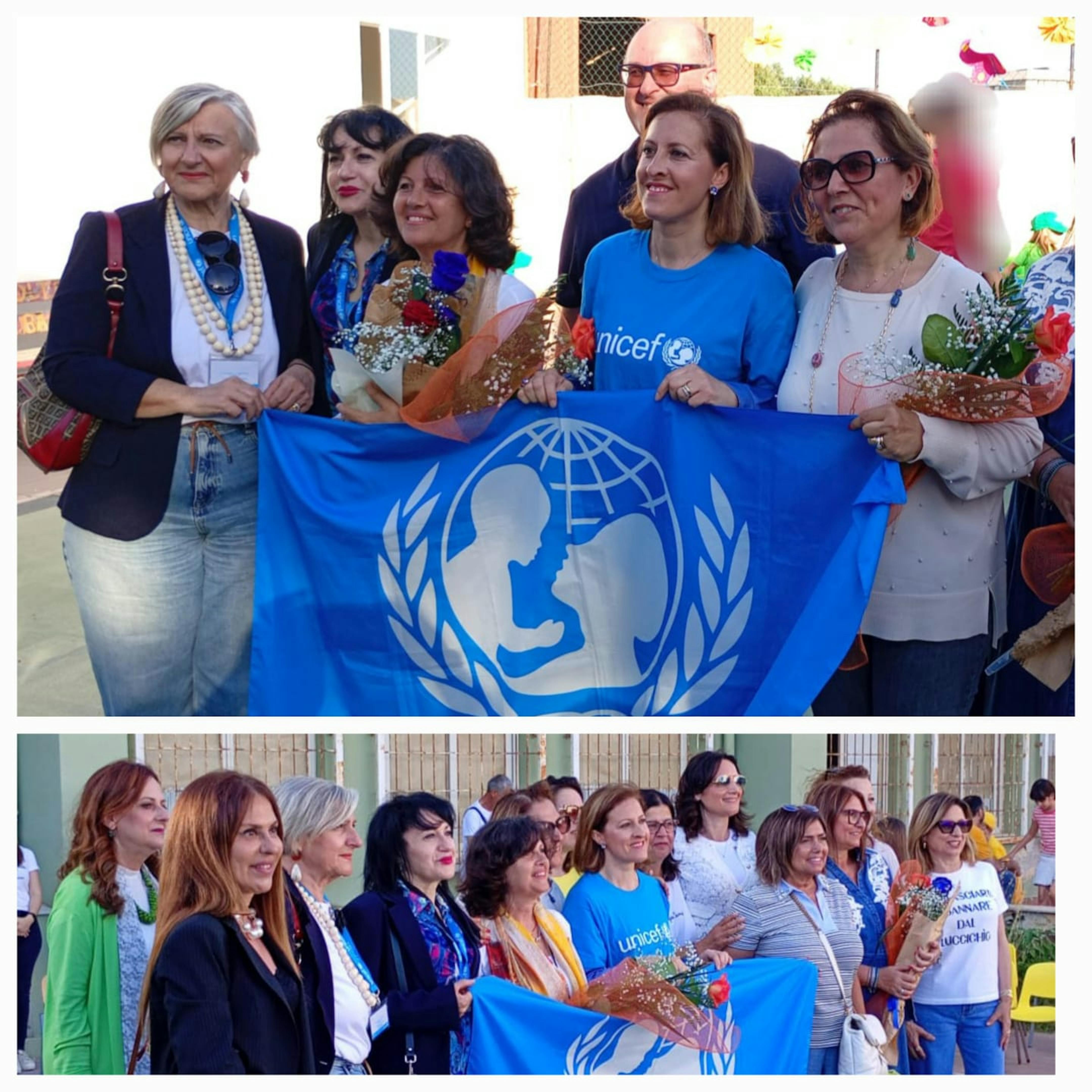 Foto dei volontari UNICEF e degl'insegnanti che hanno partecipato all'evento