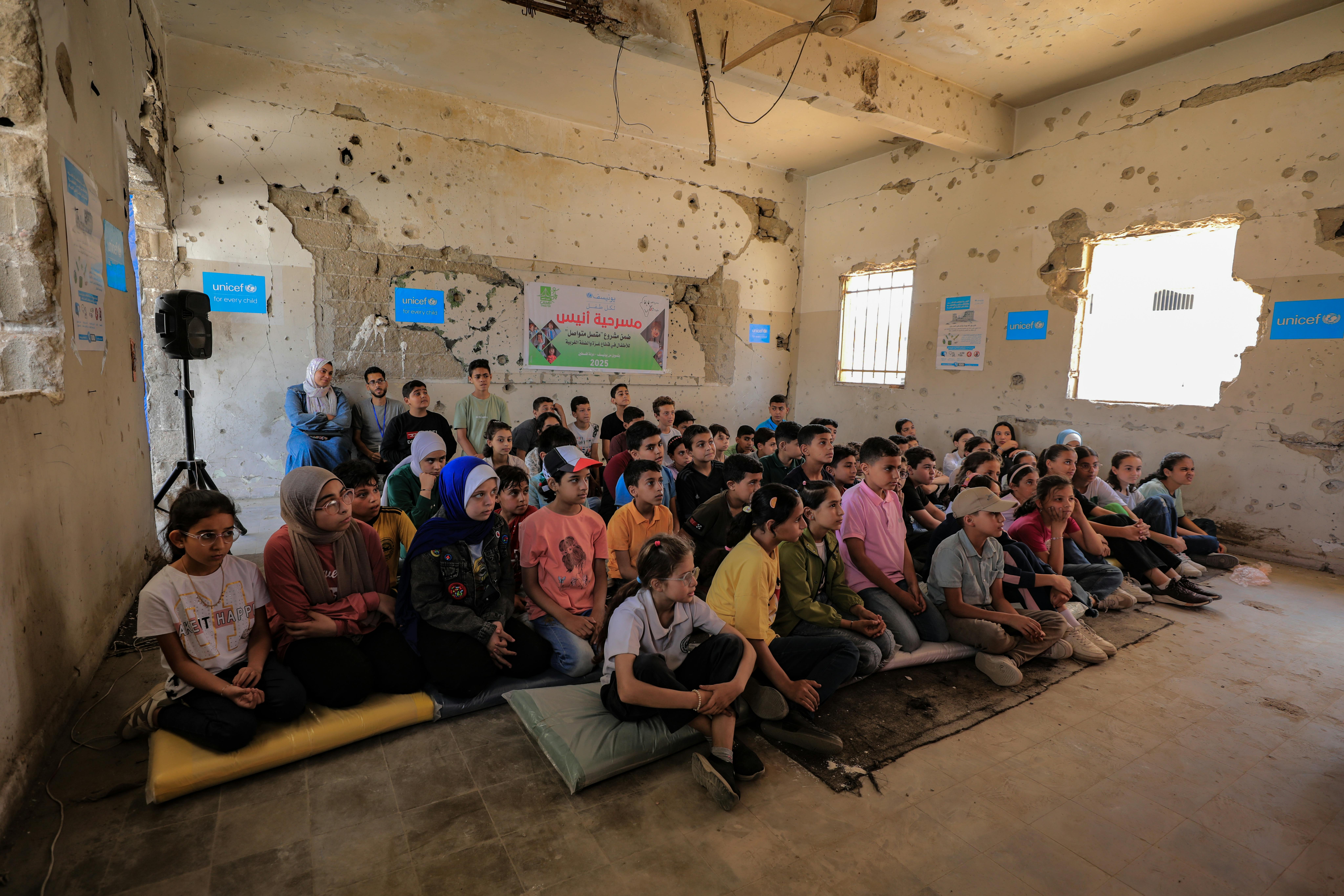 Il 27 maggio 2025, l'UNICEF ha promosso un'attività di educazione al rischio di ordigni esplosivi (EORE) per i bambini di Gaza City, utilizzando uno spettacolo di marionette per sensibilizzarli sui pericoli dei residuati bellici esplosivi.
