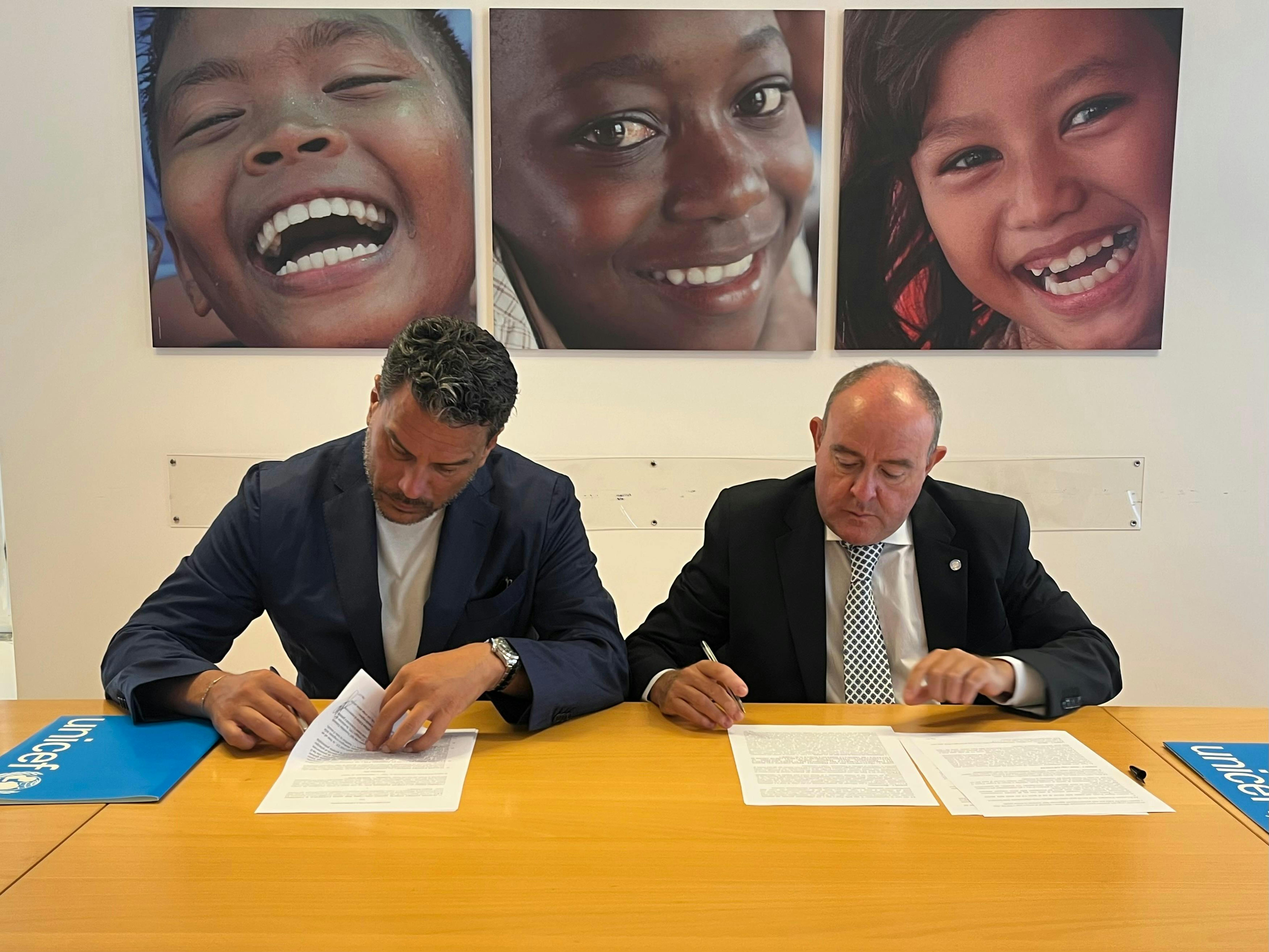 Il Presidente dell’UNICEF Italia Nicola Graziano e il Presidente di Italian Export Forum Lorenzo Zurino.