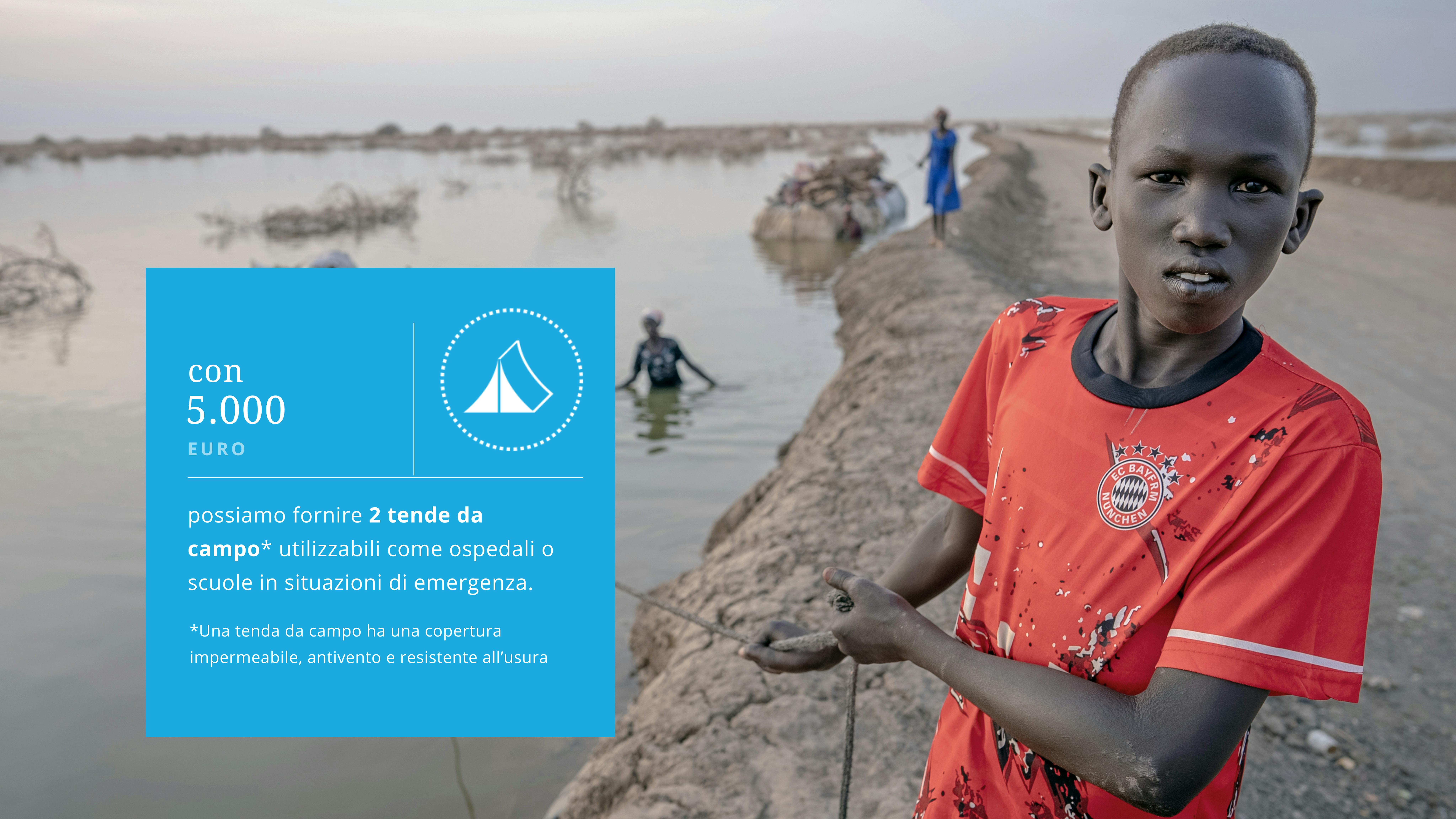 Sud Sudan: Akech, 10 anni, ha visto la sua casa distrutta dalle inondazioni