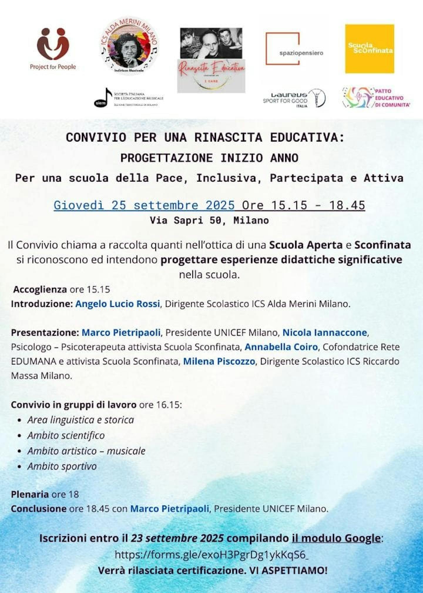 Milano Convivio per una rinascita educativa
