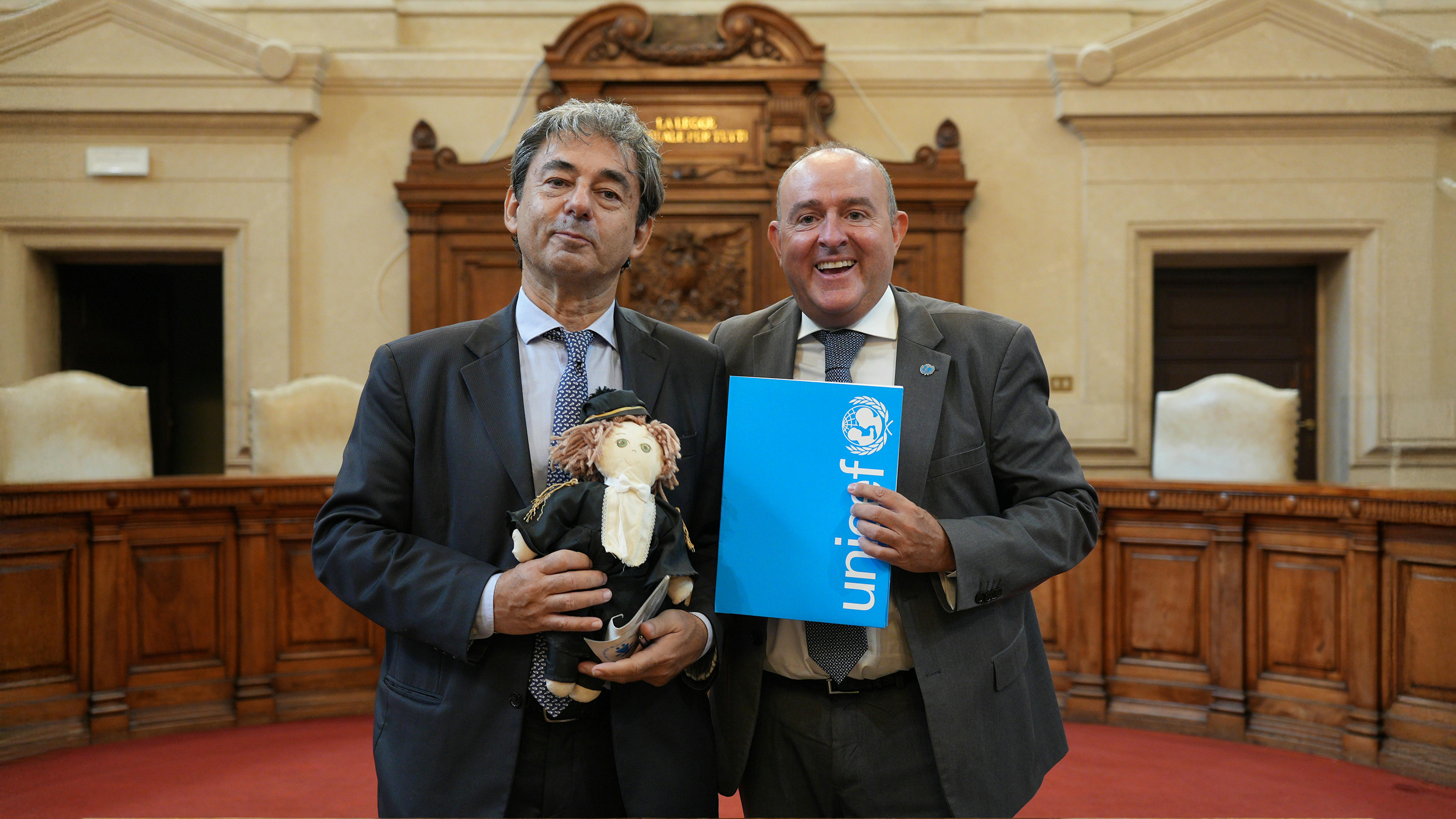 Un momento dell'incontro fra il Presidente dell'ANM, Cesare Parodi e  il Presidente dell'UNICEF Italia, Nicola Graziano