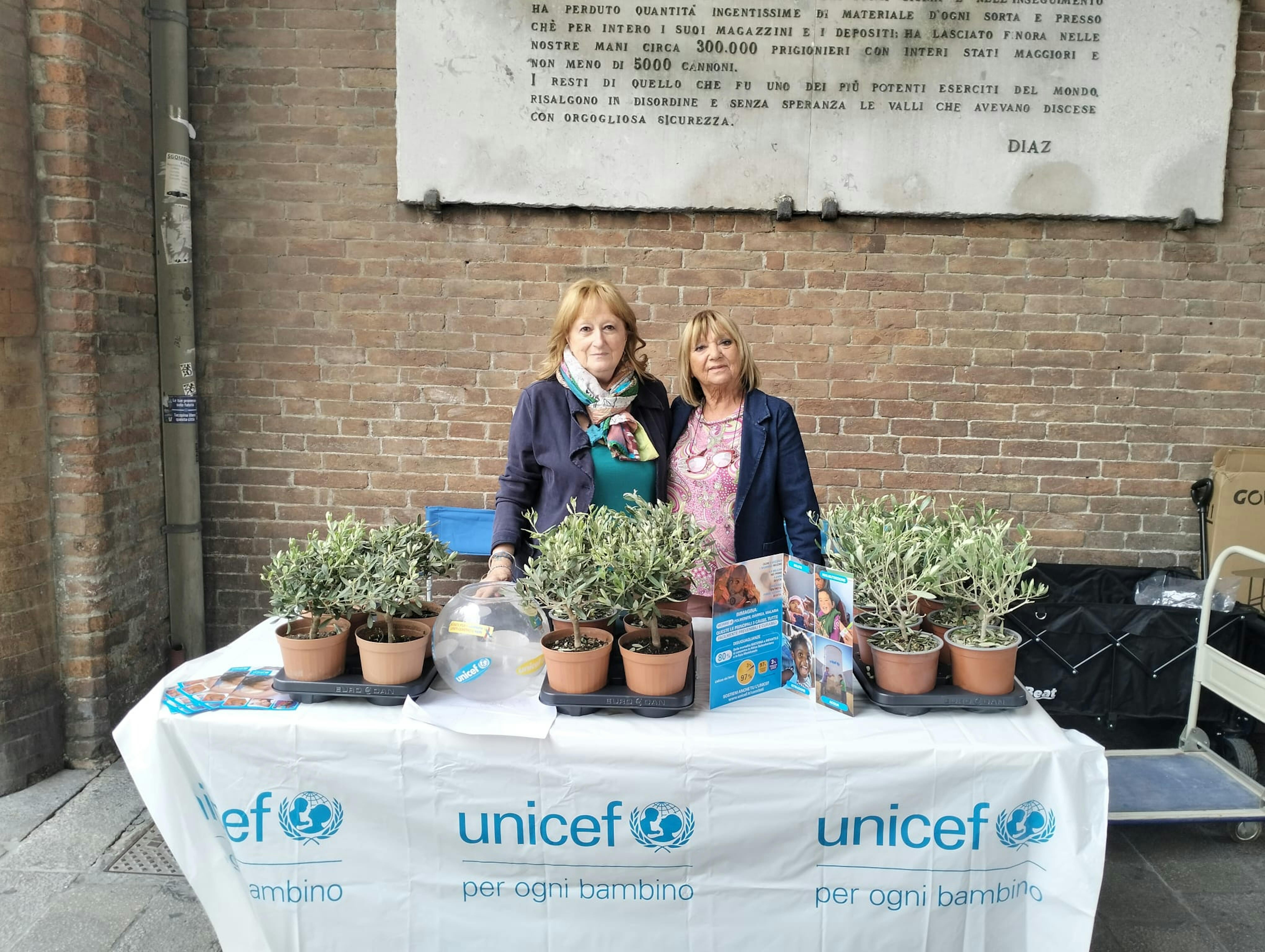 Volontari UNICEF a Reggo Emilia durante la campagna Ulivo UNICEF