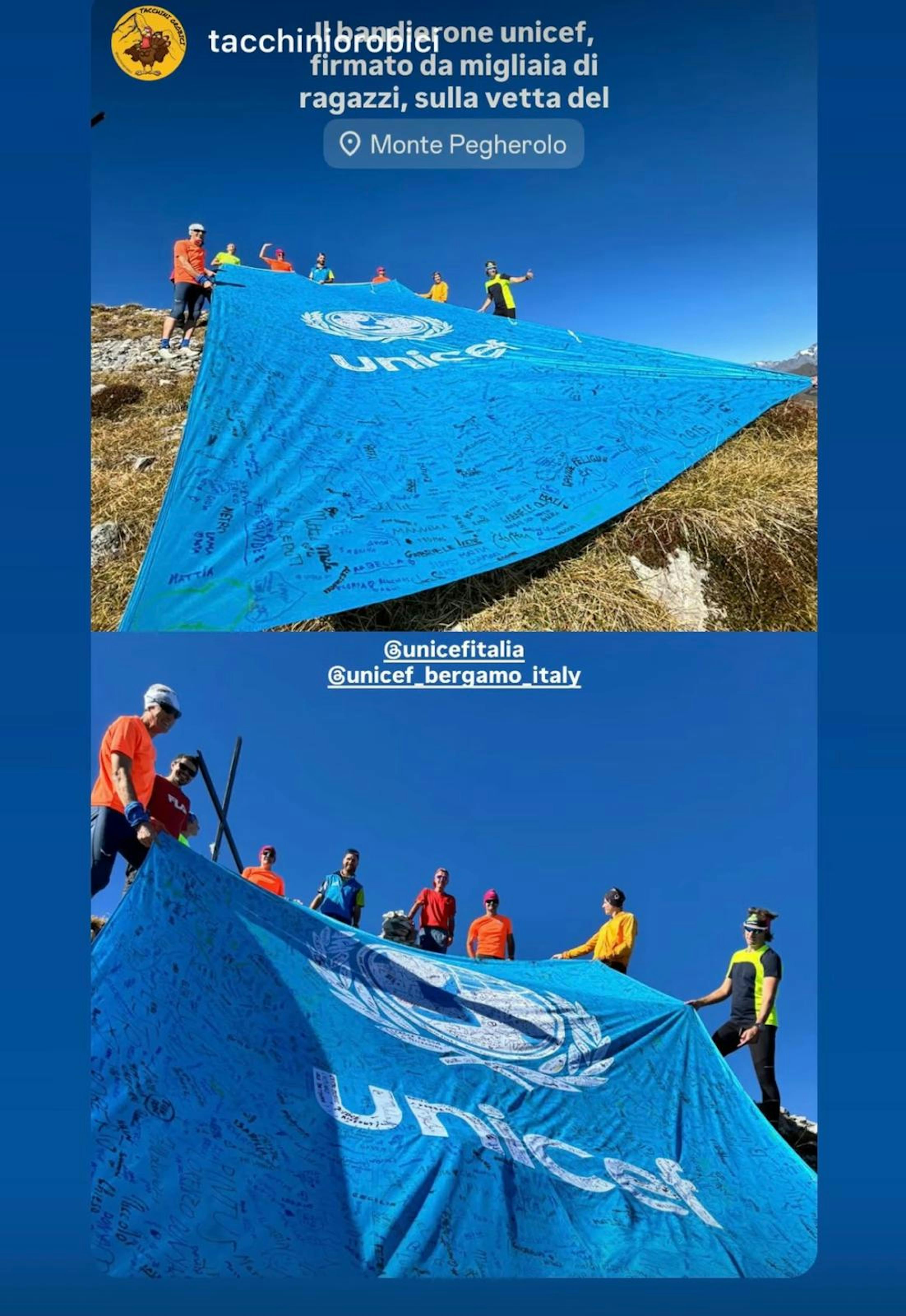 Bergamo - Bandierona UNICEF nella Giornata CAI  e UNICEF