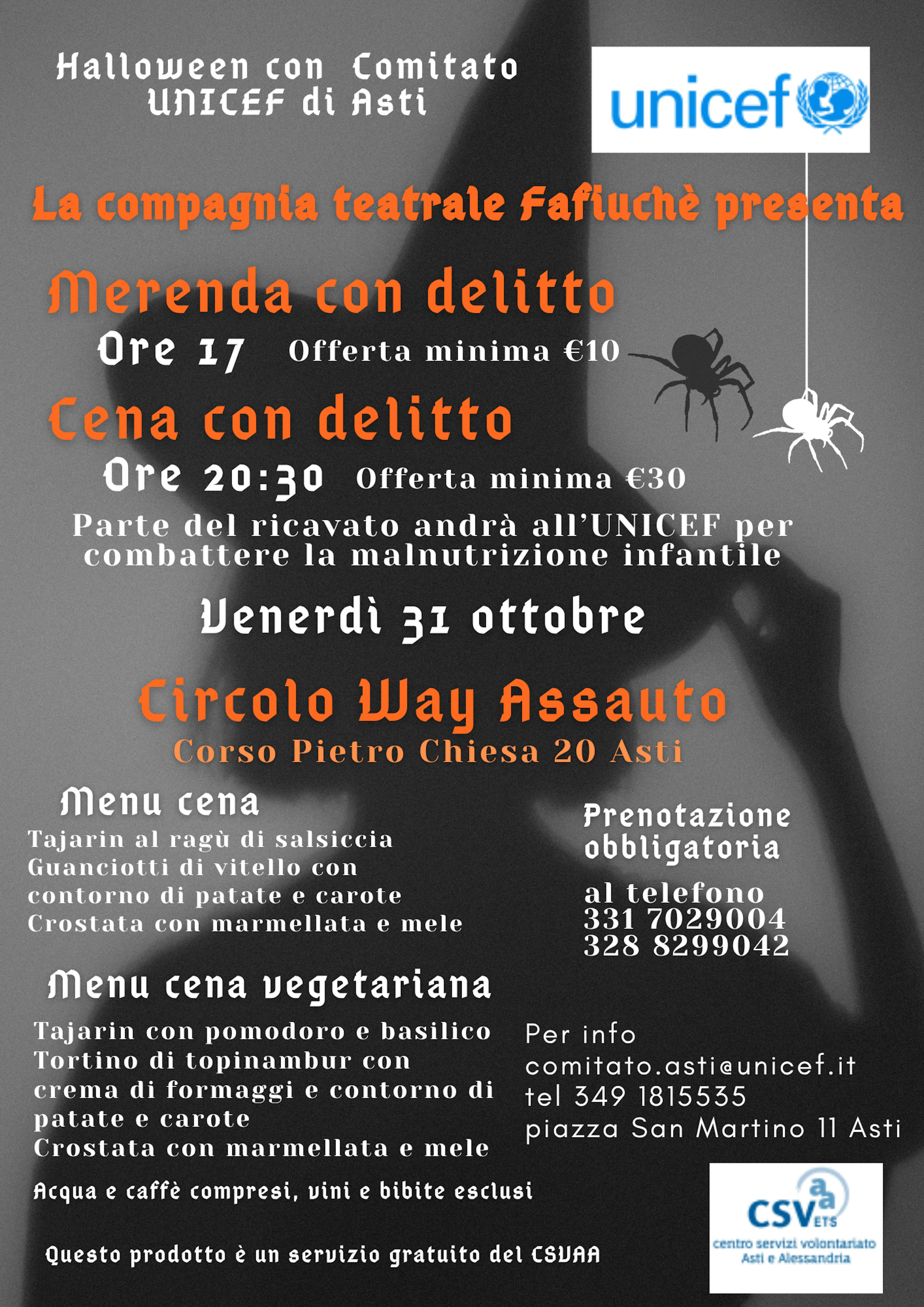 AT - Halloween, merenda e cena con Delitto e raccolta fondi per UNICEF
