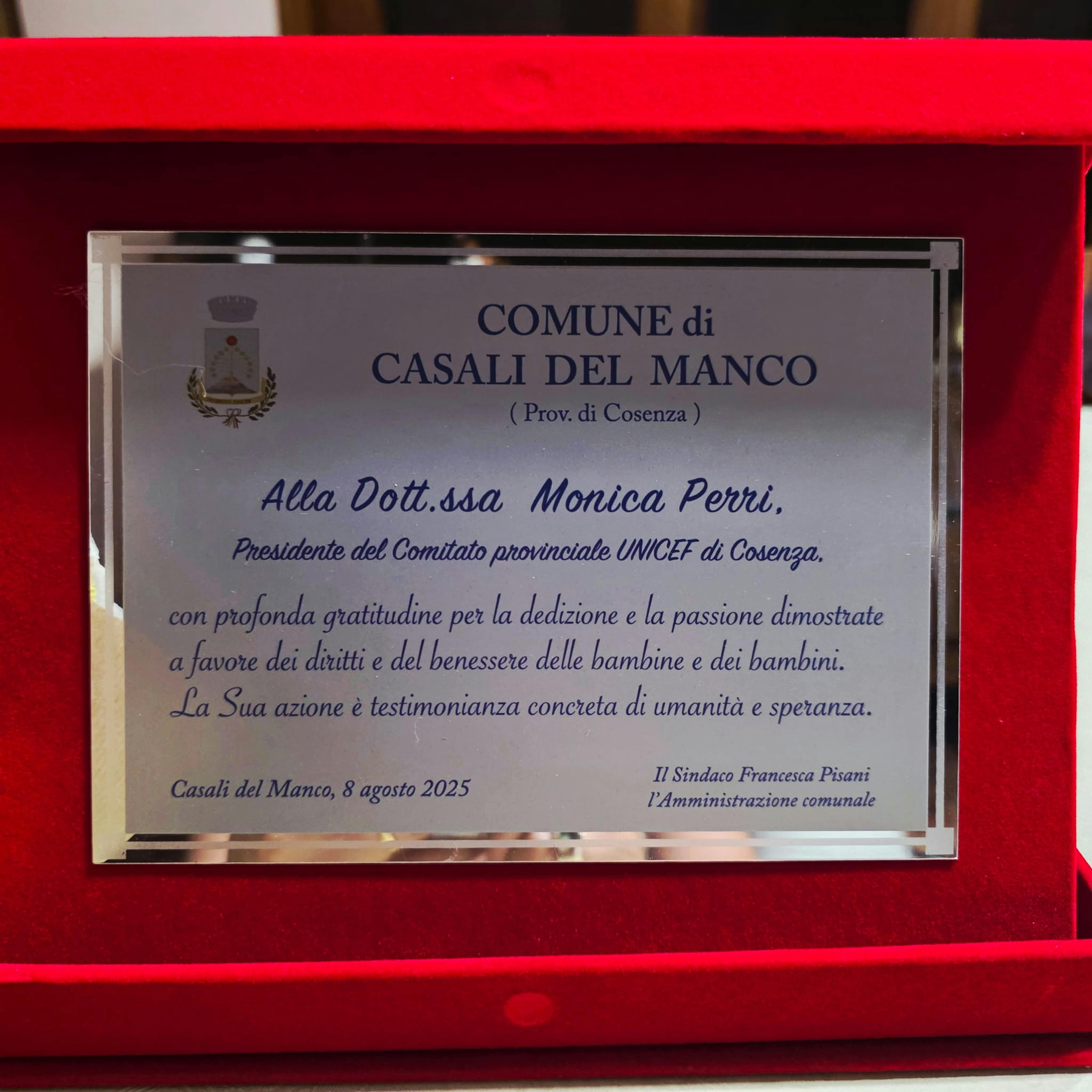 Targa del comune di Casali del Manco