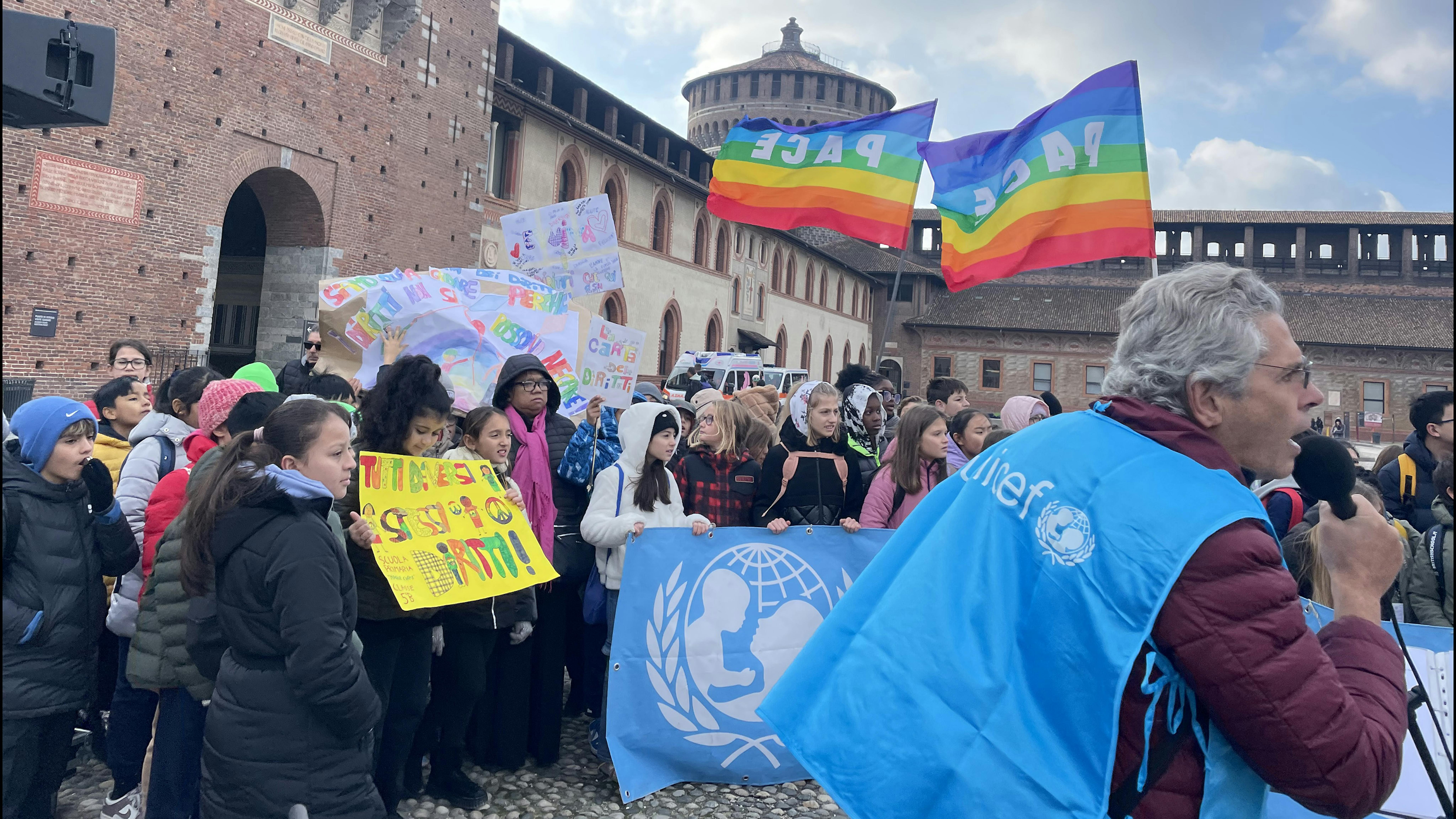 Un momento delal marcia dei diritti dei bambini di Milano
