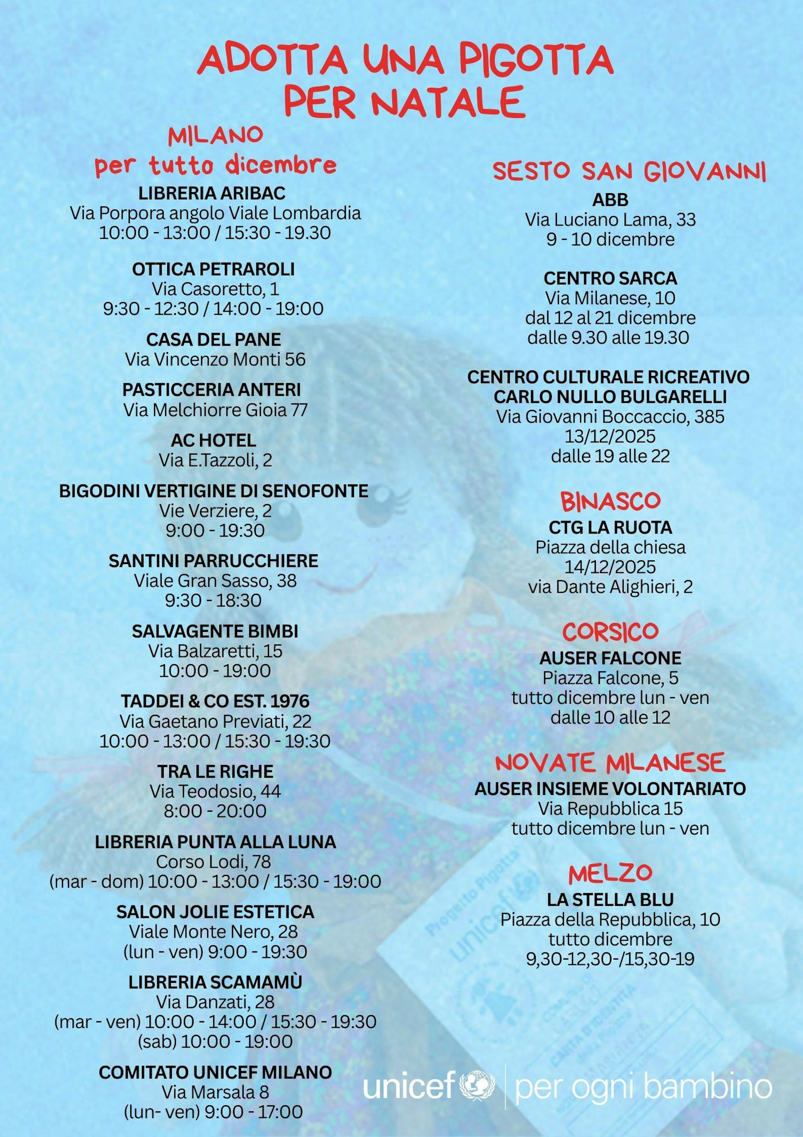 Milano Postazioni Pigotta