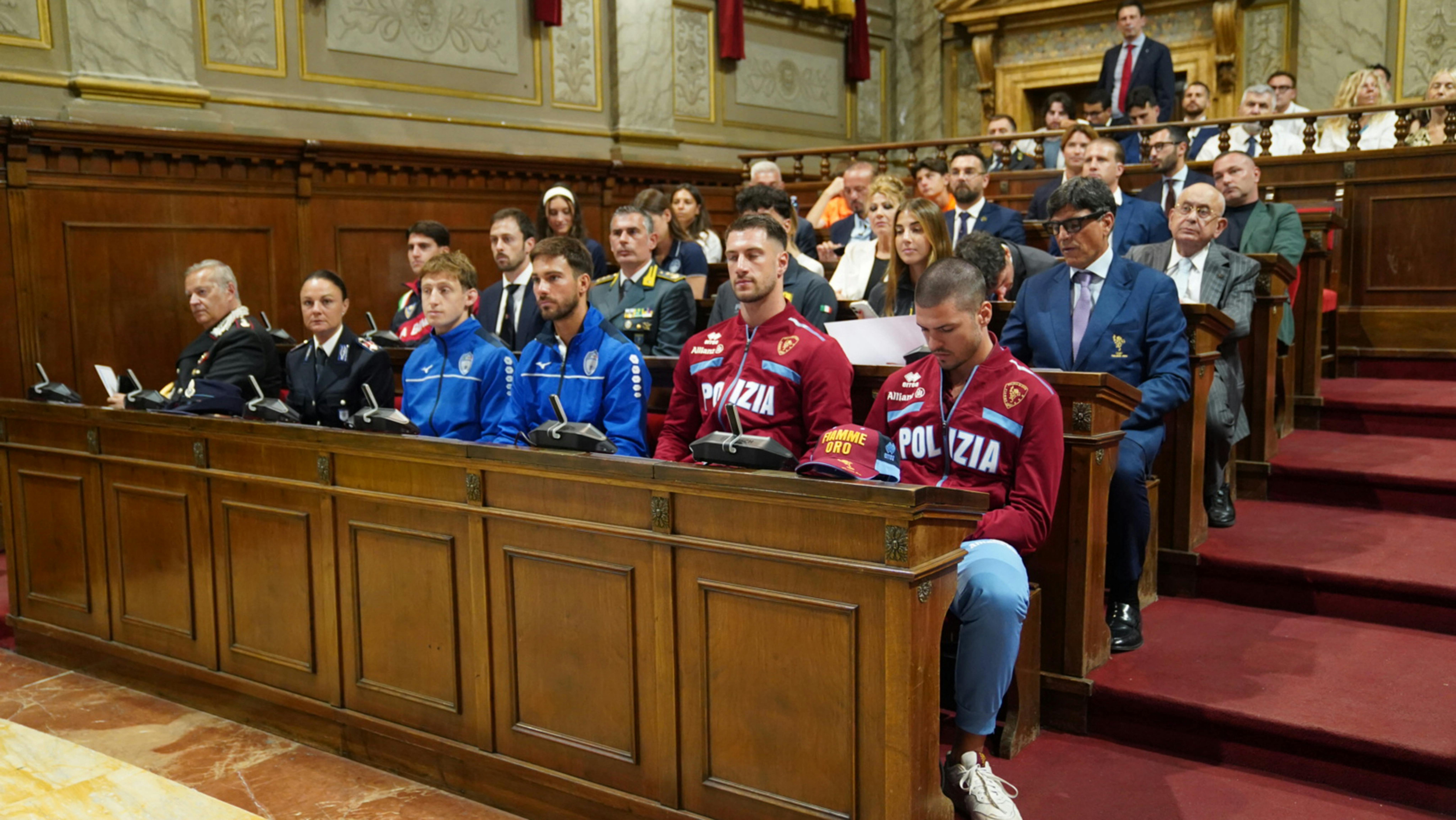 La sala Fregosi di Palazzo Valentini con in primi piano gli atleti cher verranno premiati