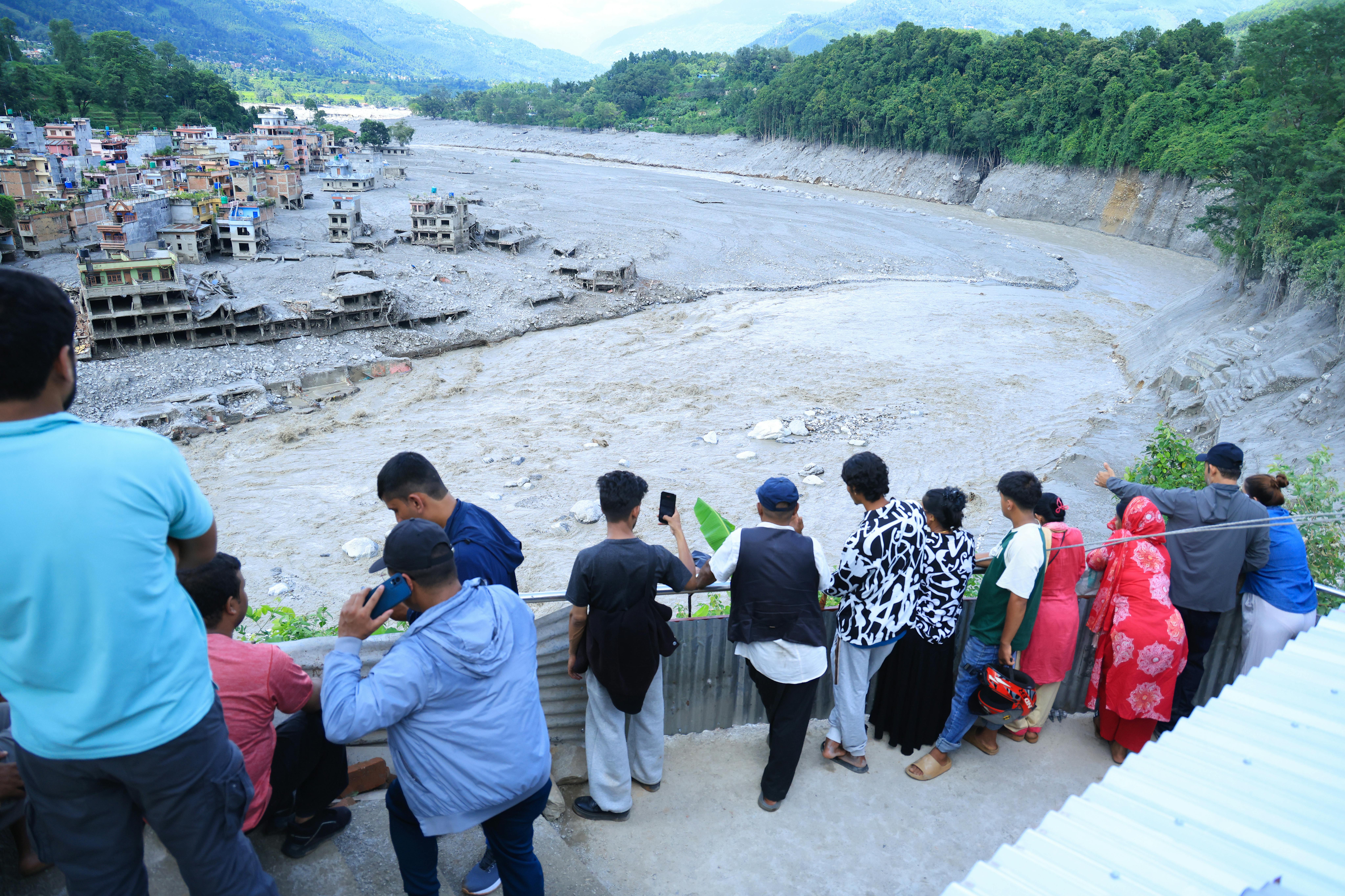 Le immagini degli insediamenti nel distretto di Nuwakot, provincia di Bagmati, Nepal a seguito dell'alluvione del 26 agosto 2026