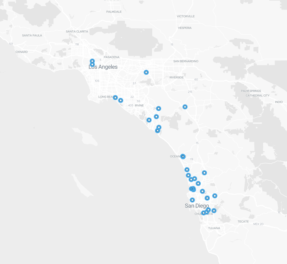 Map of Total Vision Optometrist Offices