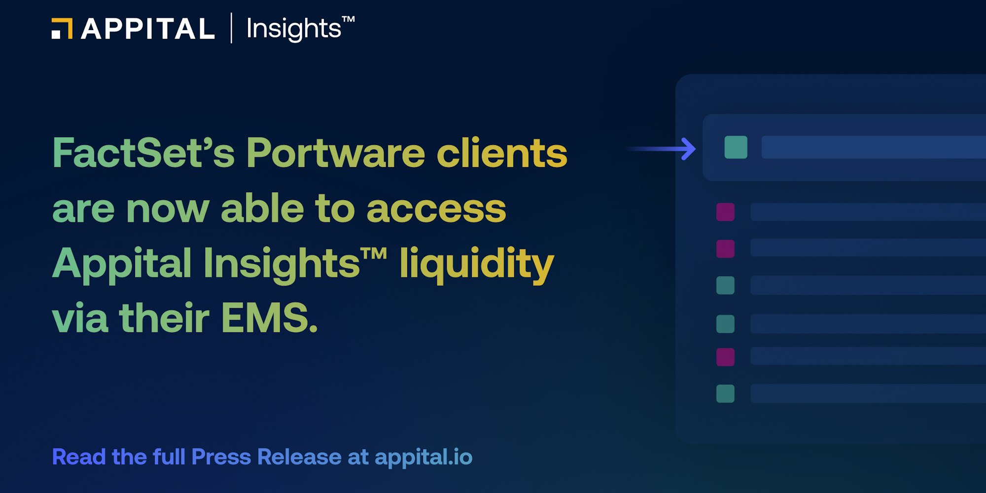 Appital Insights™ now fully integrated with FactSet’s Portware EMS