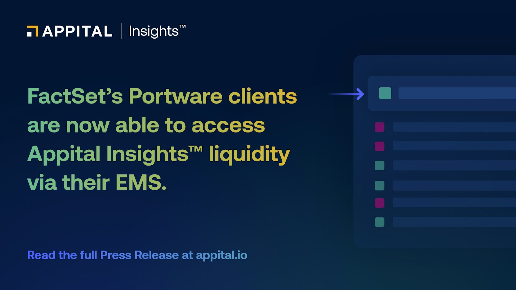 Appital Insights™ now fully integrated with FactSet’s Portware EMS