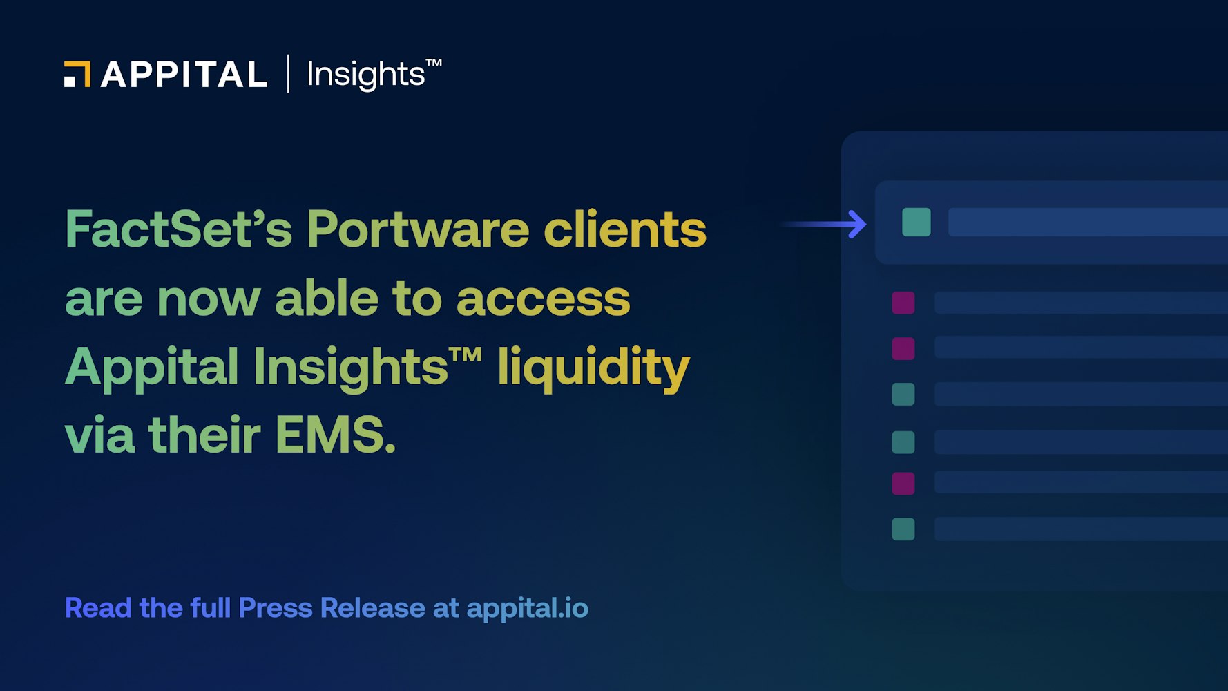 Appital Insights™ now fully integrated with FactSet’s Portware EMS