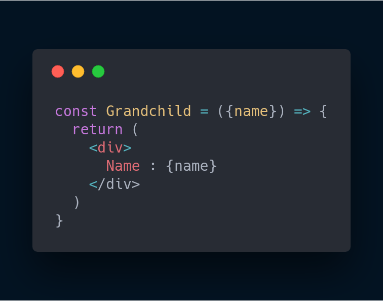 The Grandchild component which finally renders the name