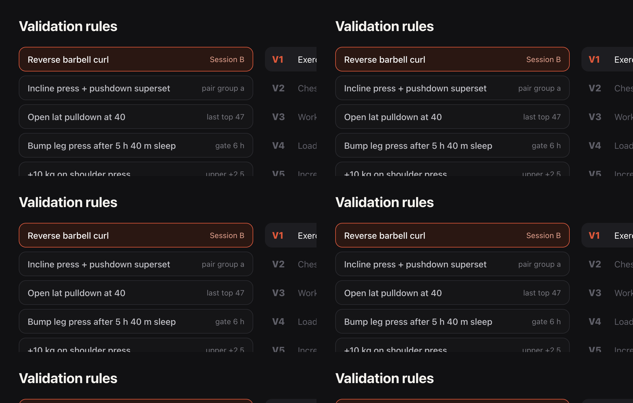 The ten validation rules, with an example plan item and the error the server returns