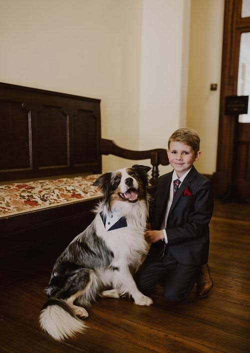 Boy And Dog in suits