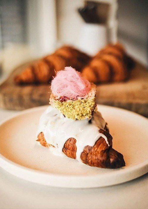 Croissant with A Pretty Garnish on Top