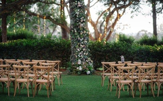 Floral installation for wedding using trees