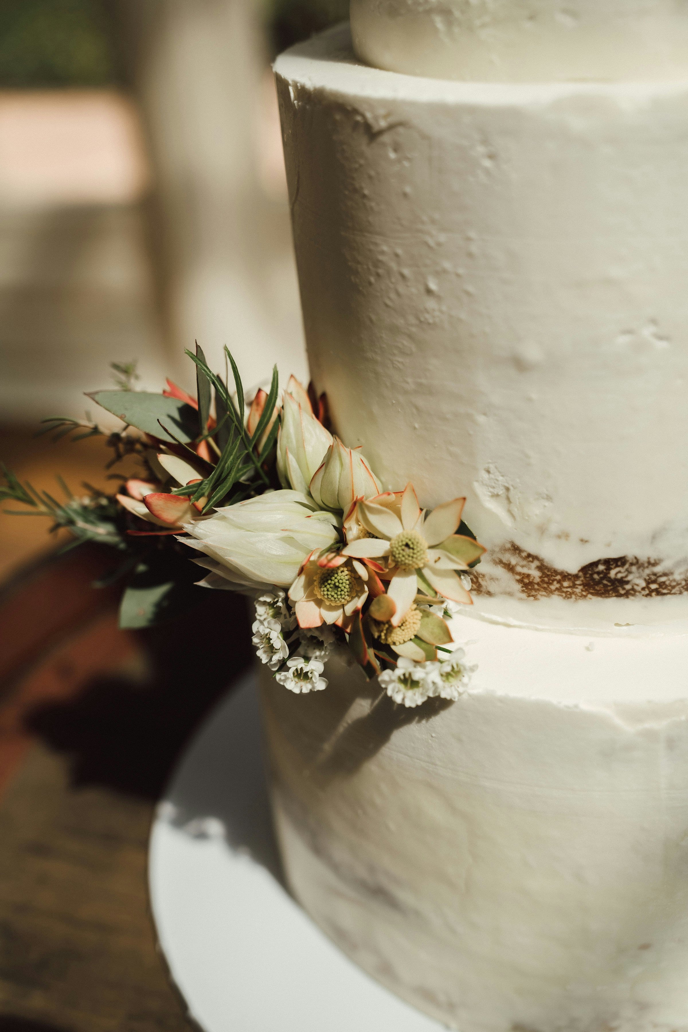 Wedding cake with native floral decorations 