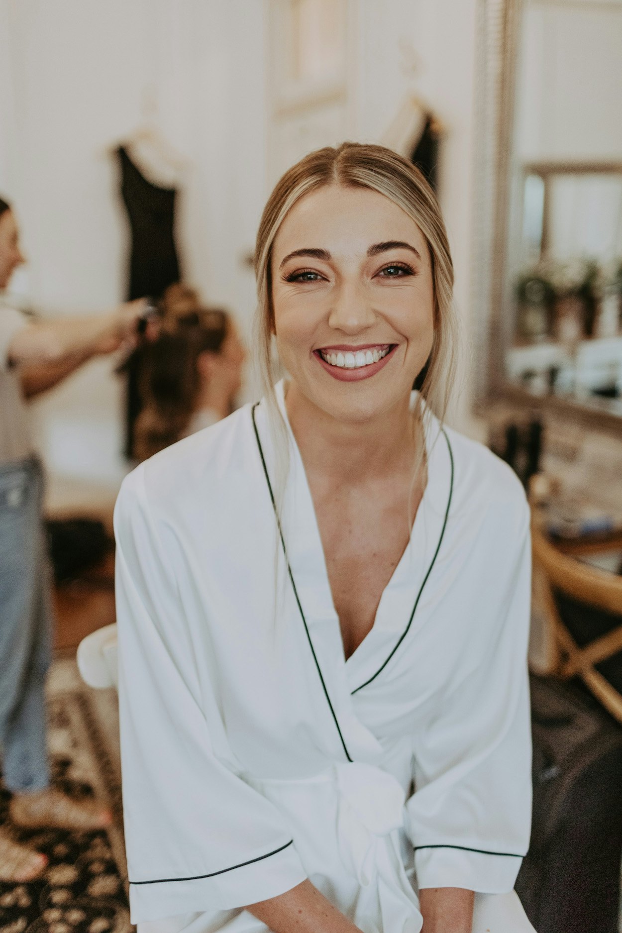 Bride with makeup on smiling 