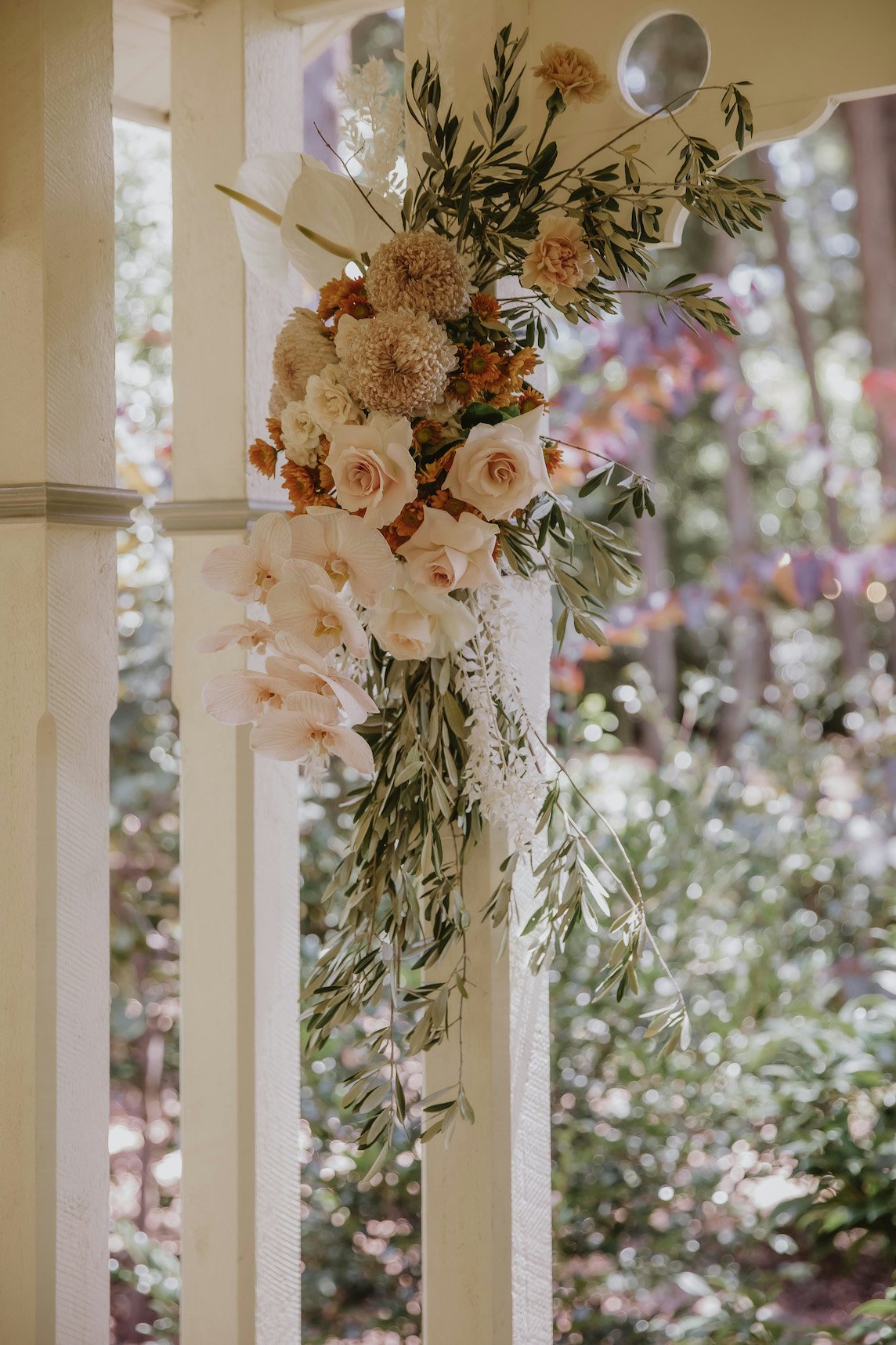 Flowers mounted on a pole 
