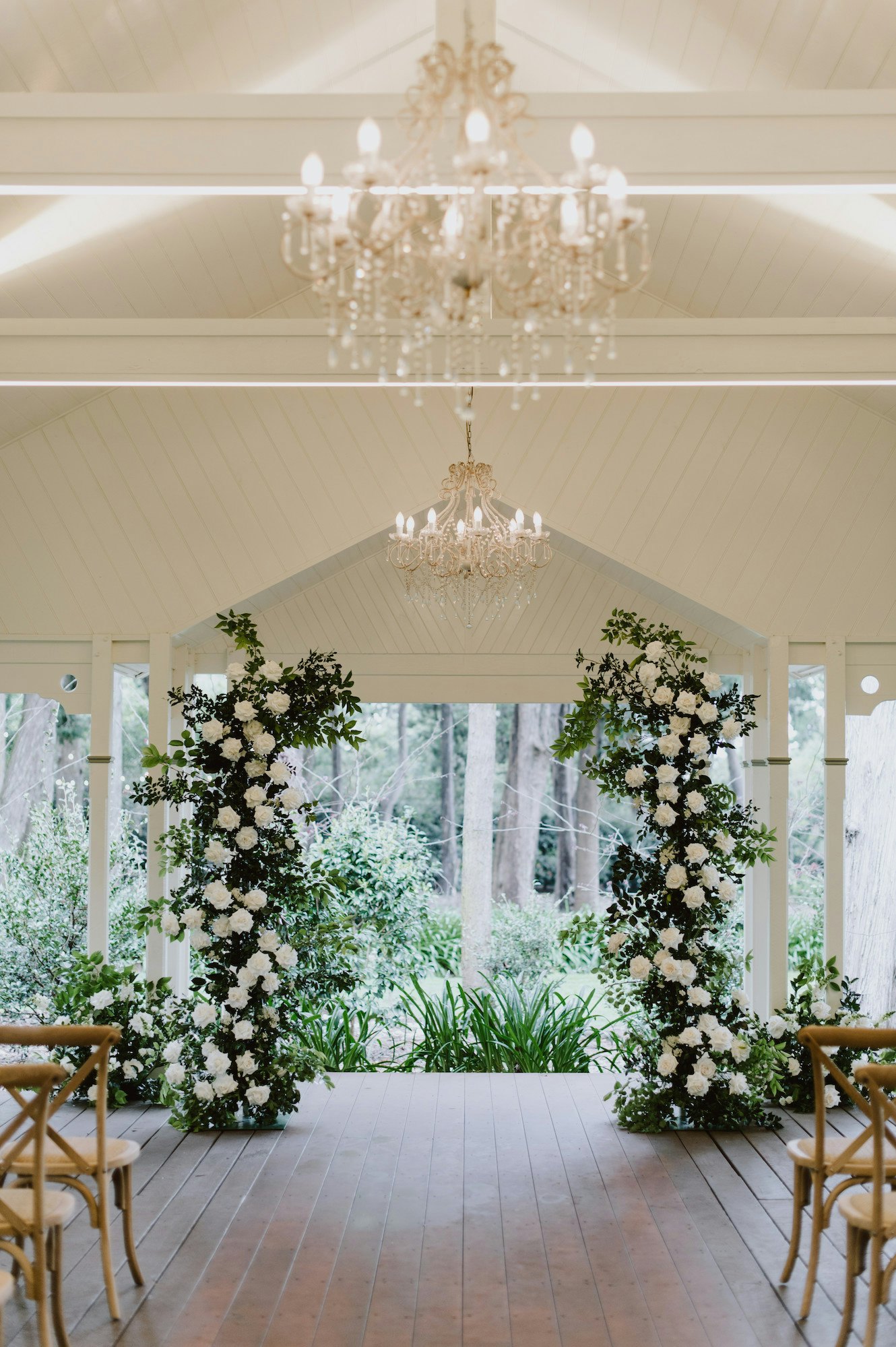 Floral arbour with lots of white roses