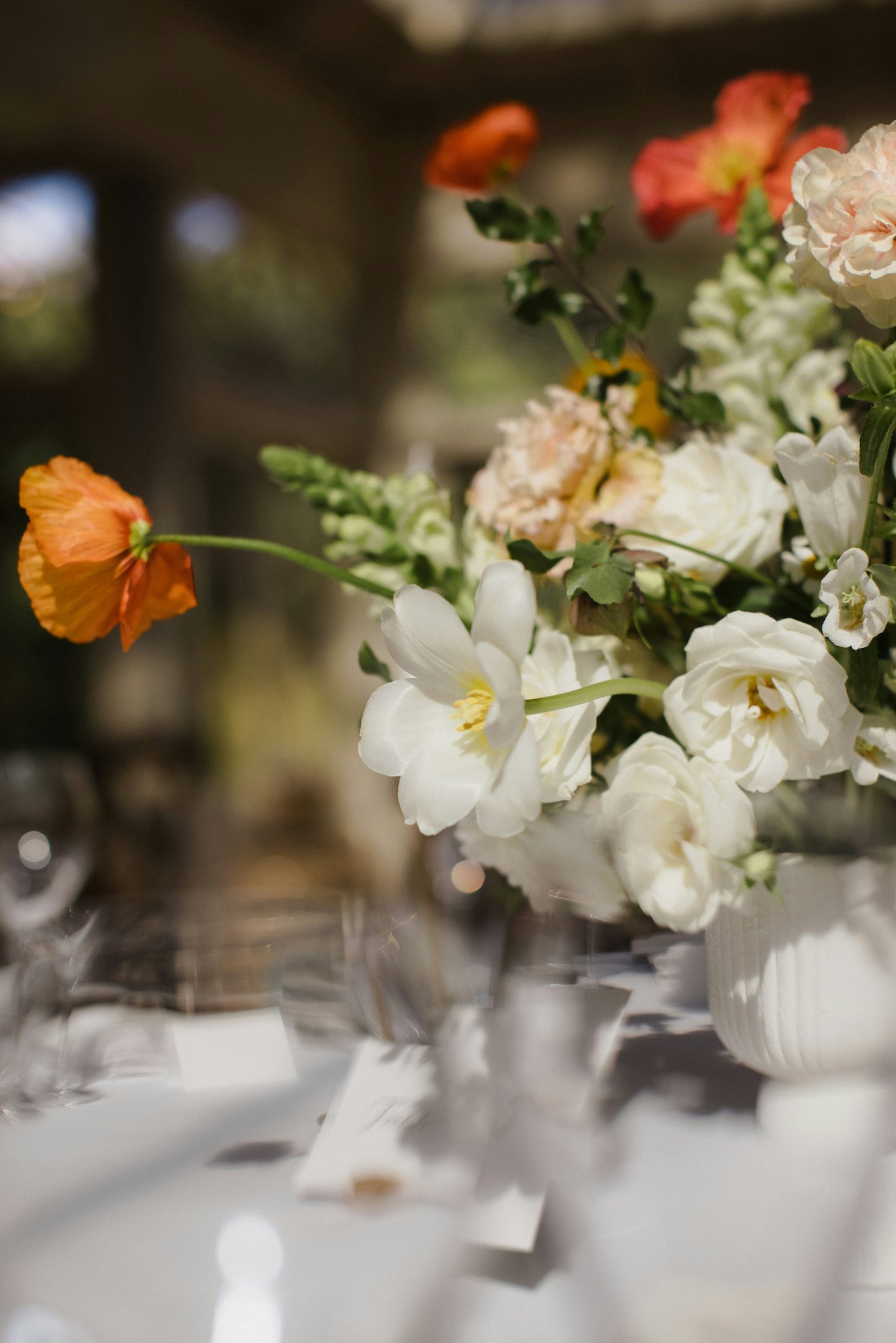 Flowers on wedding table