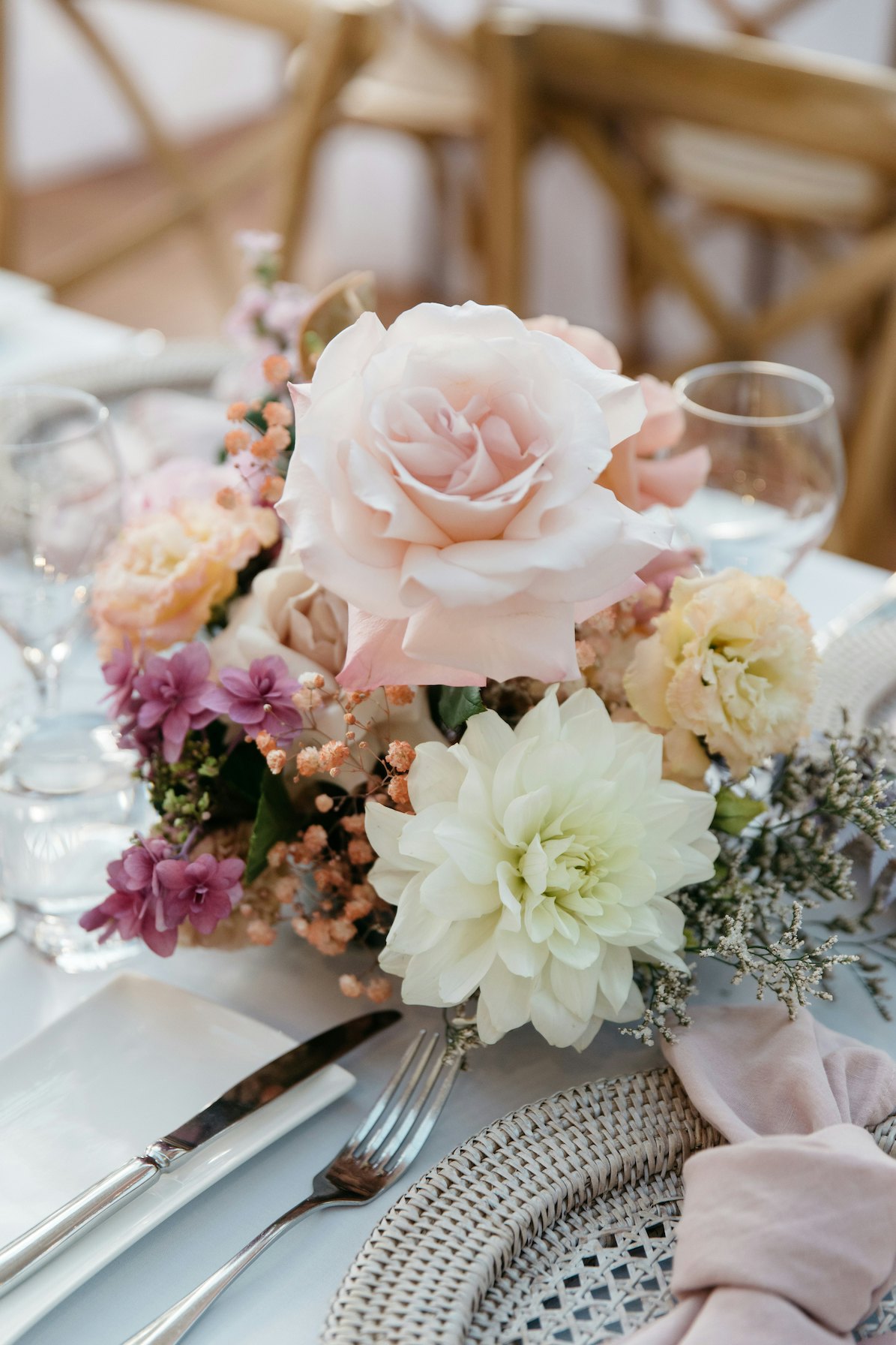 Flowers on reception table