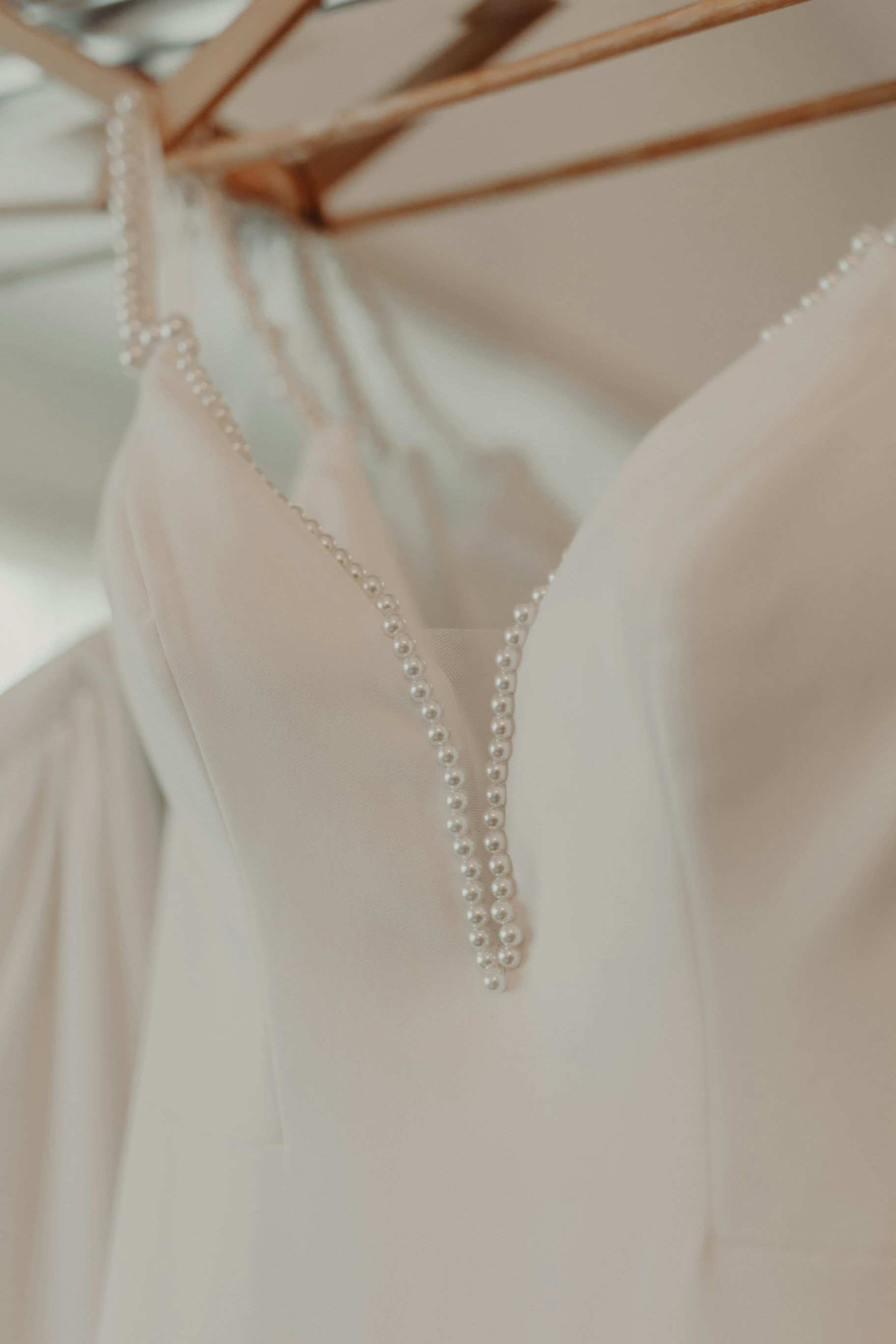 Wedding dress with pearl beading
