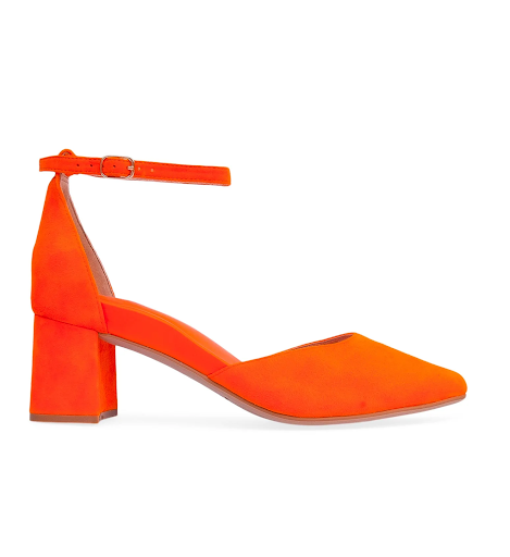 Orange high heel shoes