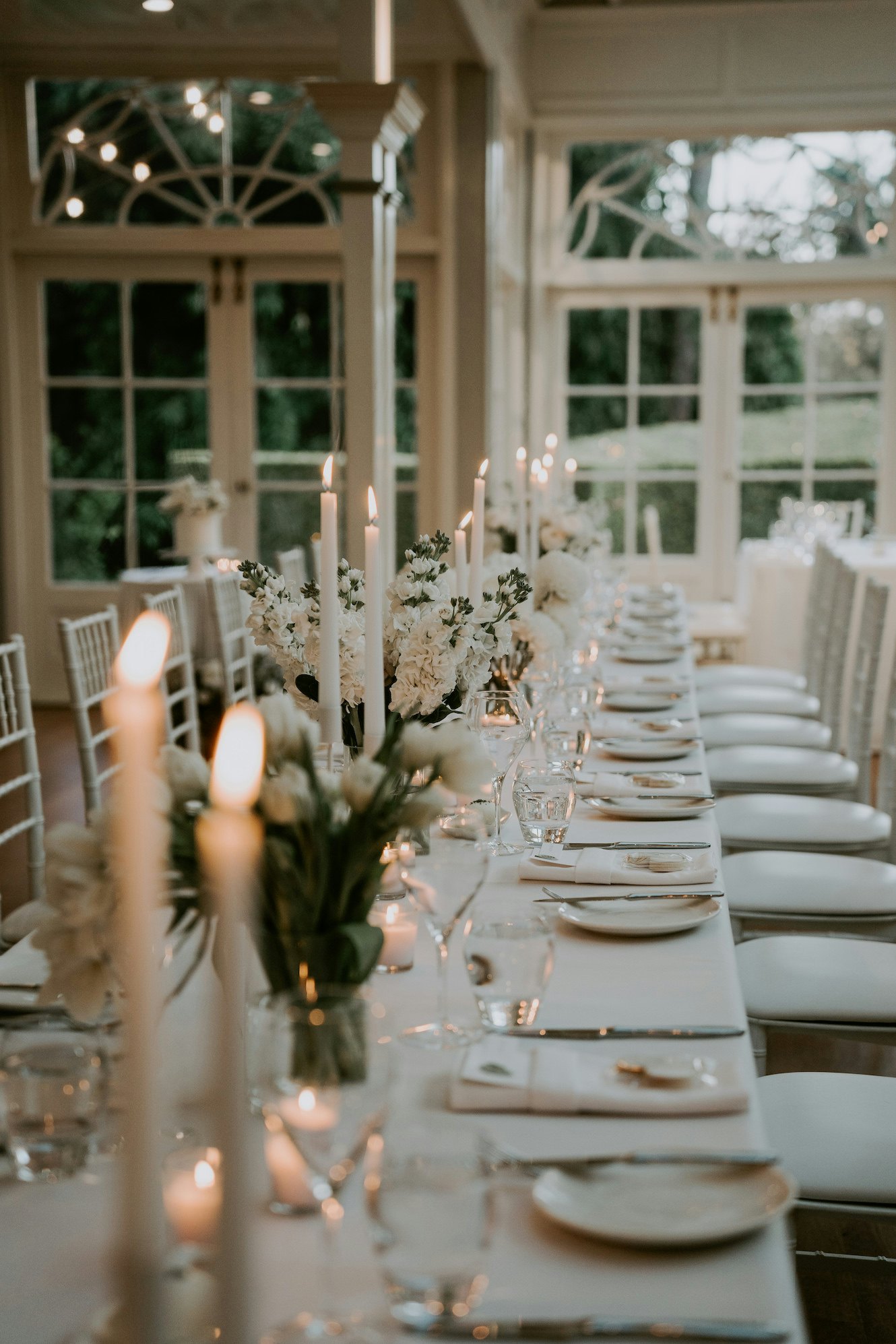 Wedding tables with flowers and candles