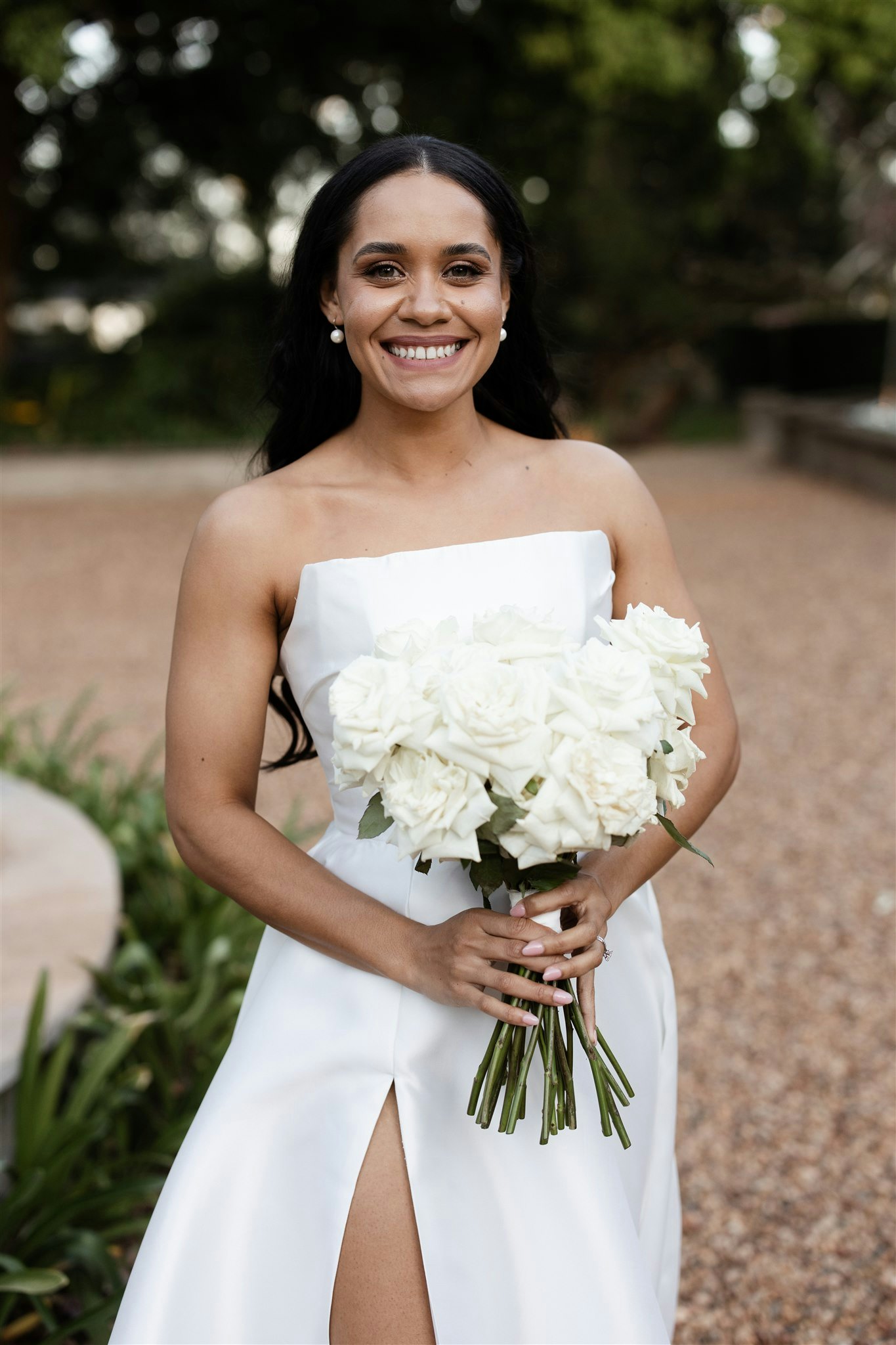 Bride holding bouquets