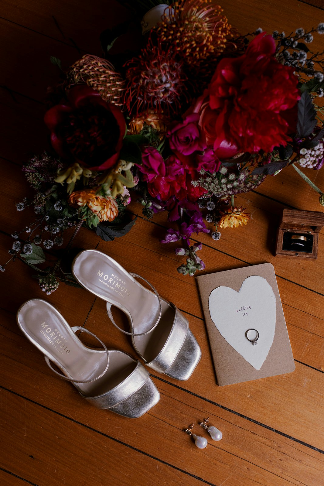 Wedding shoes, flowers and wedding jewellery