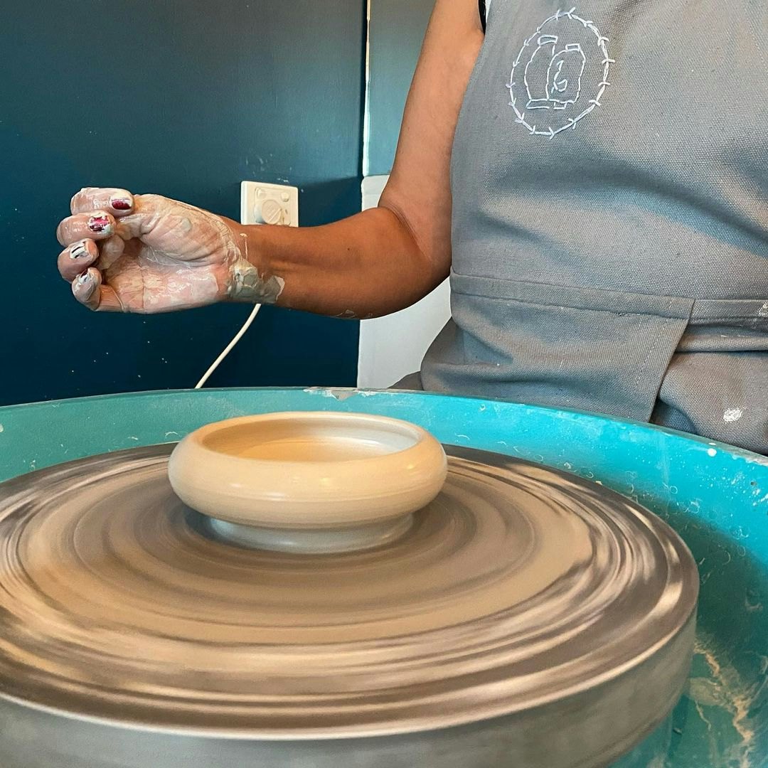 Clay on a pottery wheel