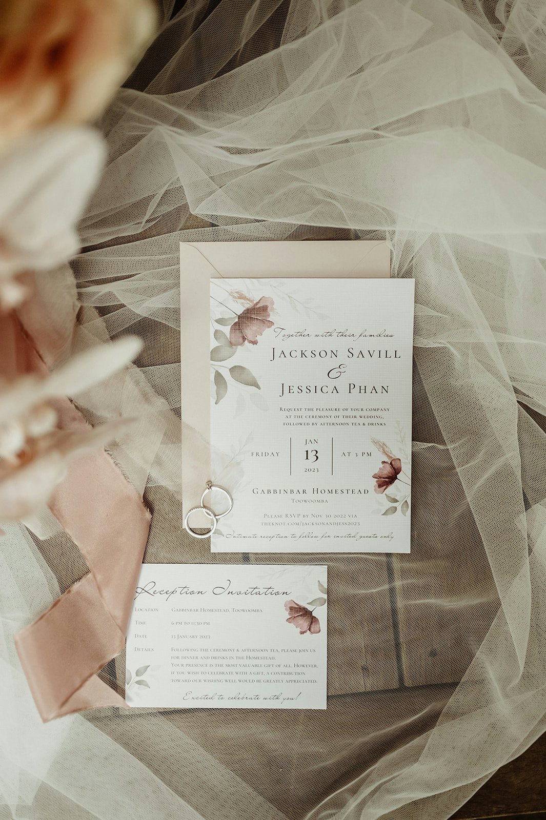 Wedding invitations with wedding veil