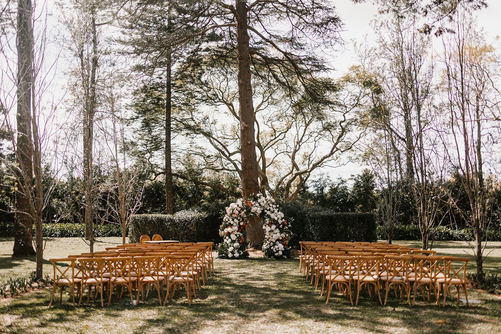 Wedding ceremony location with flowers
