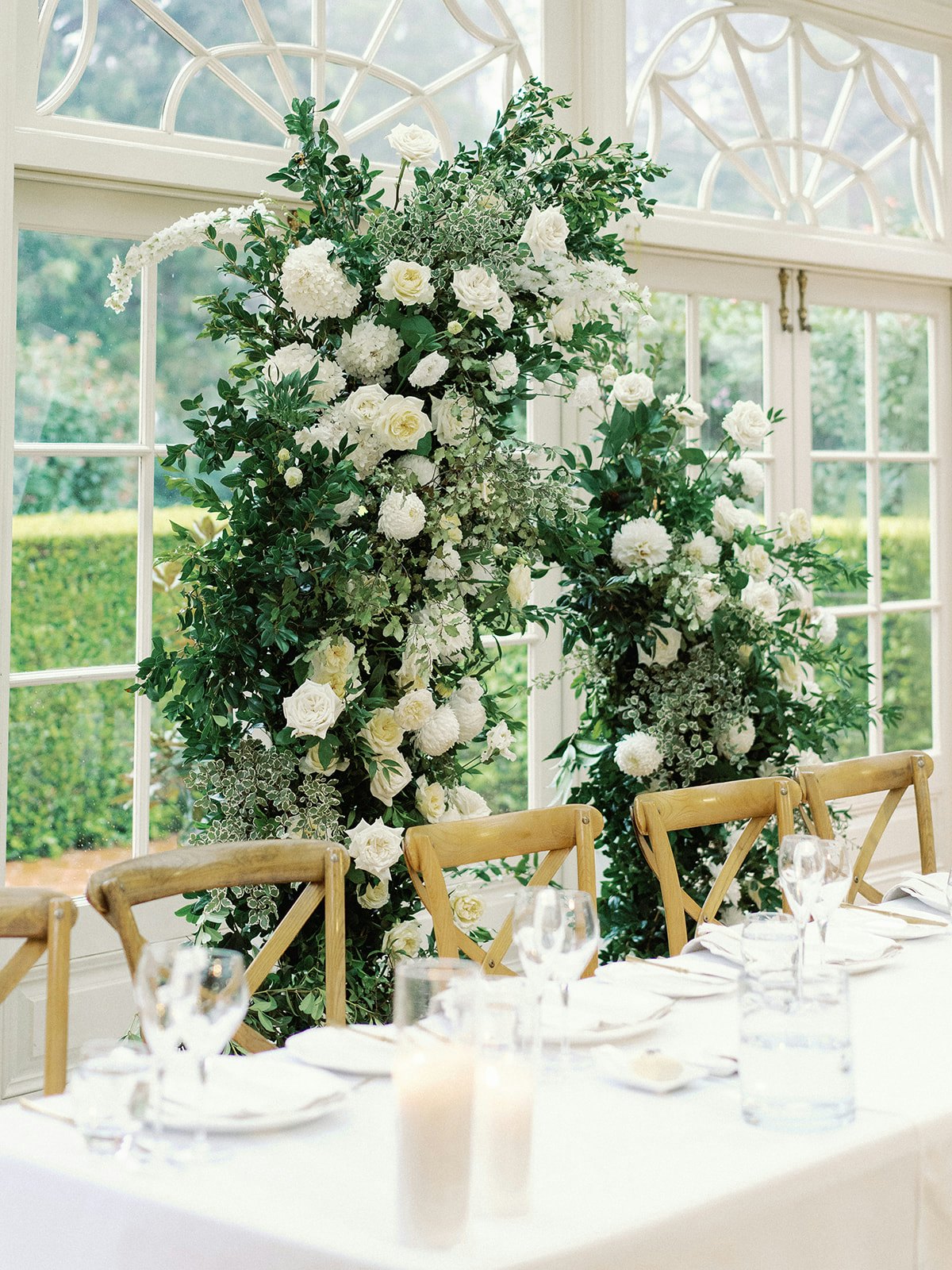 Wedding arbor with white florals