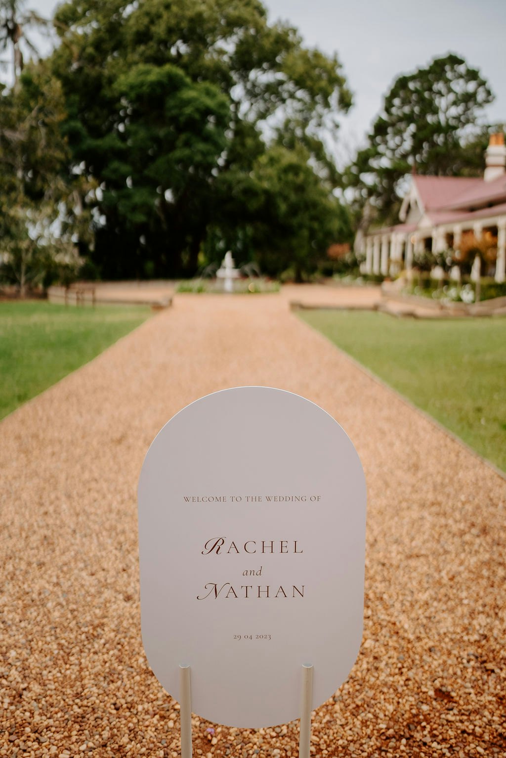 Wedding sign for stone carriageway