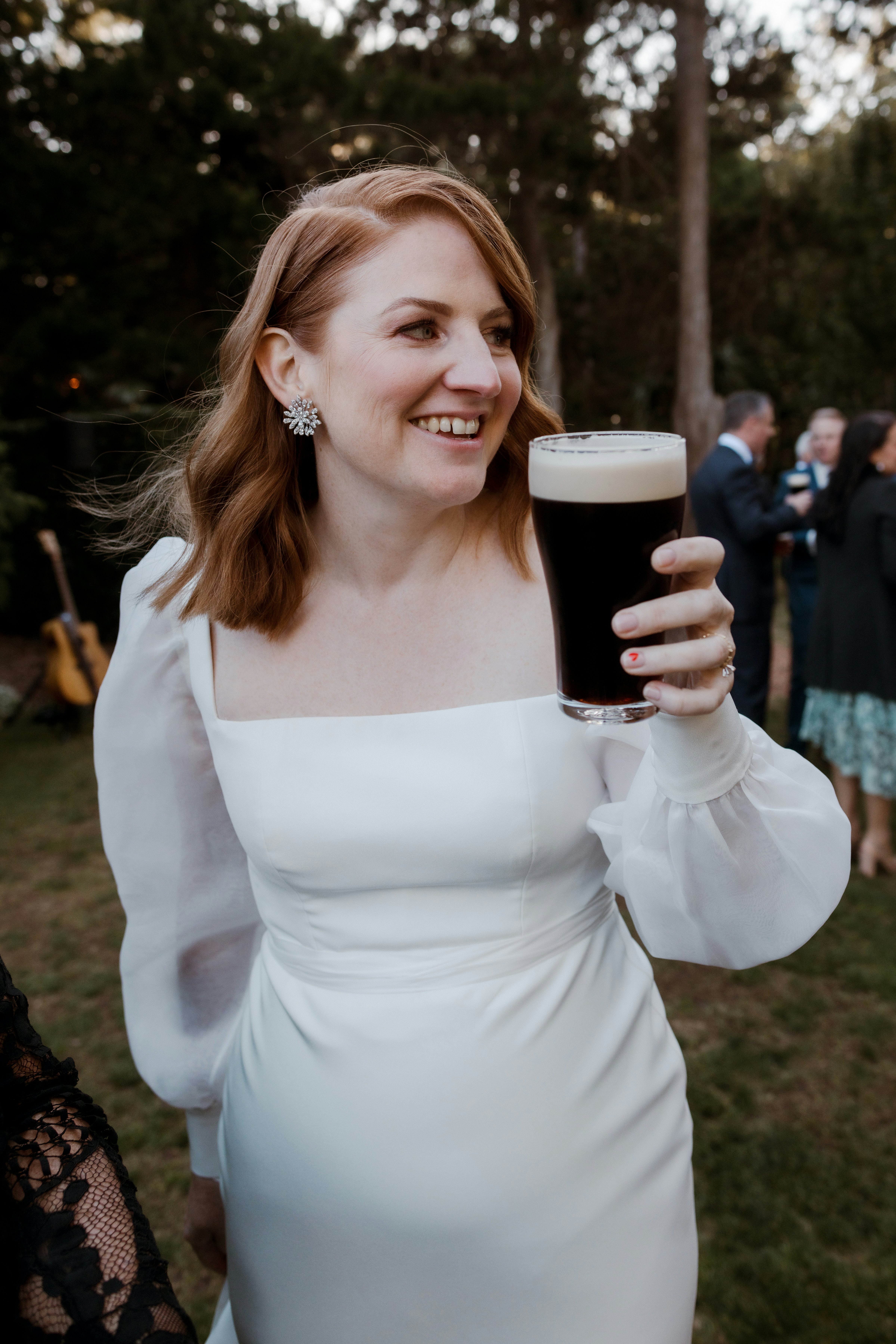 Bride drinking Guiness