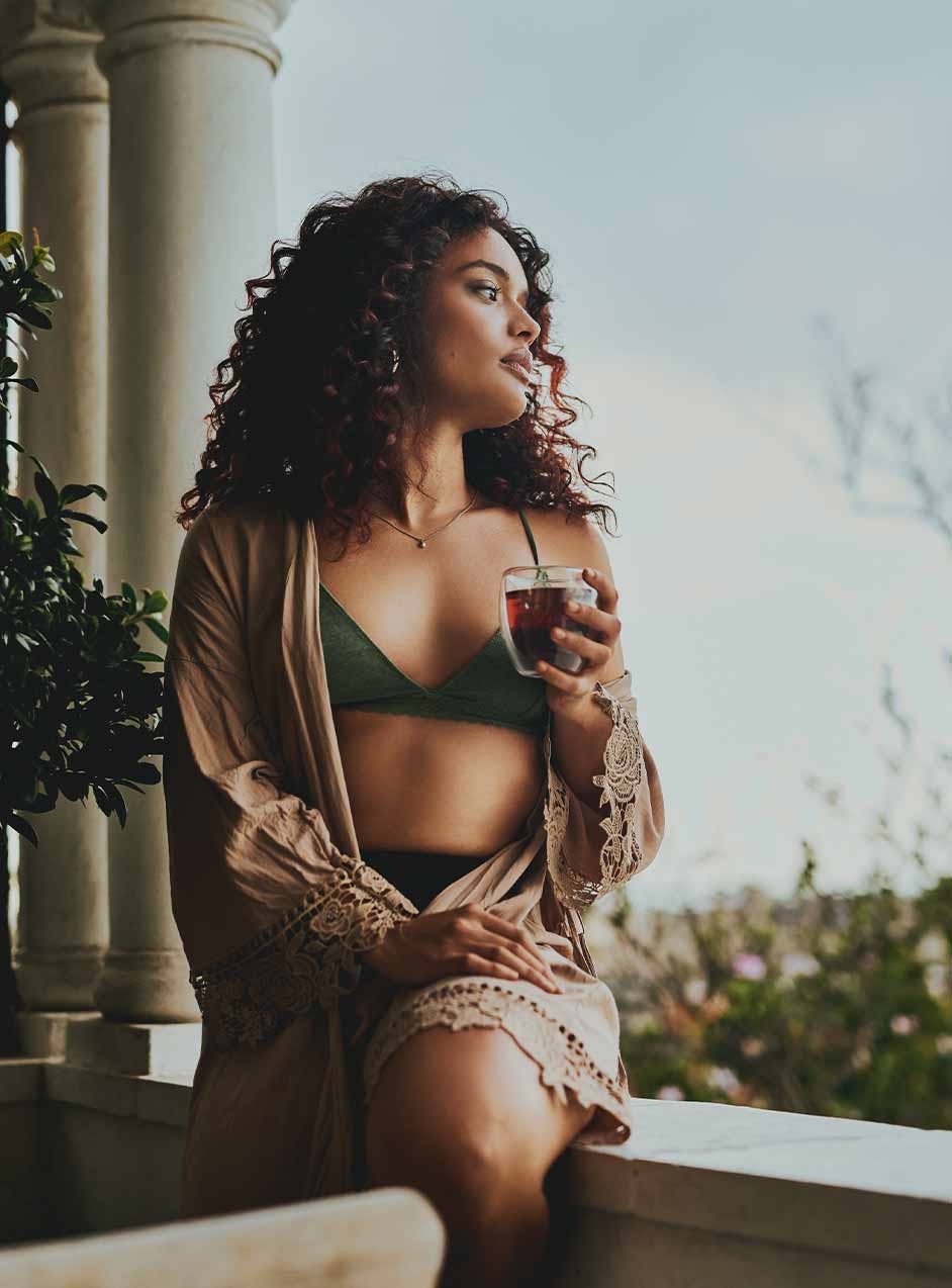 woman in lingerie after shockwave therapy for women in Franklin, TN